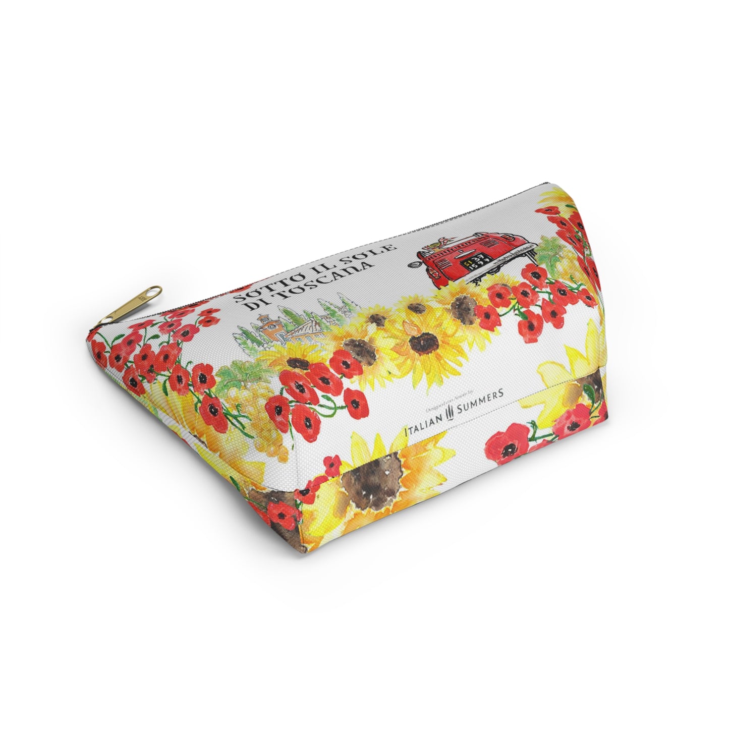 Clutch CIAO Tuscany By Italian Summers! Get a piece of Italy in your very hands with this gorgeous clutch decorated with a Tuscan landscape and a vintage Fiat 500 cabrio, plus a dash of flowers and the quote "Sotto il sole di Toscana"