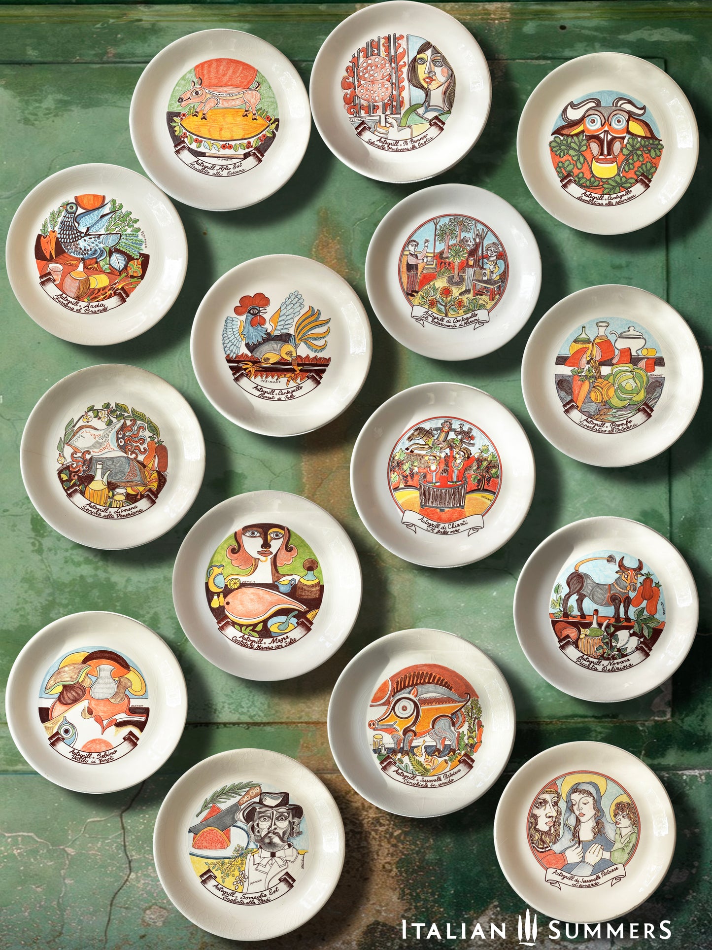 Collection of vintage Autogrill plates