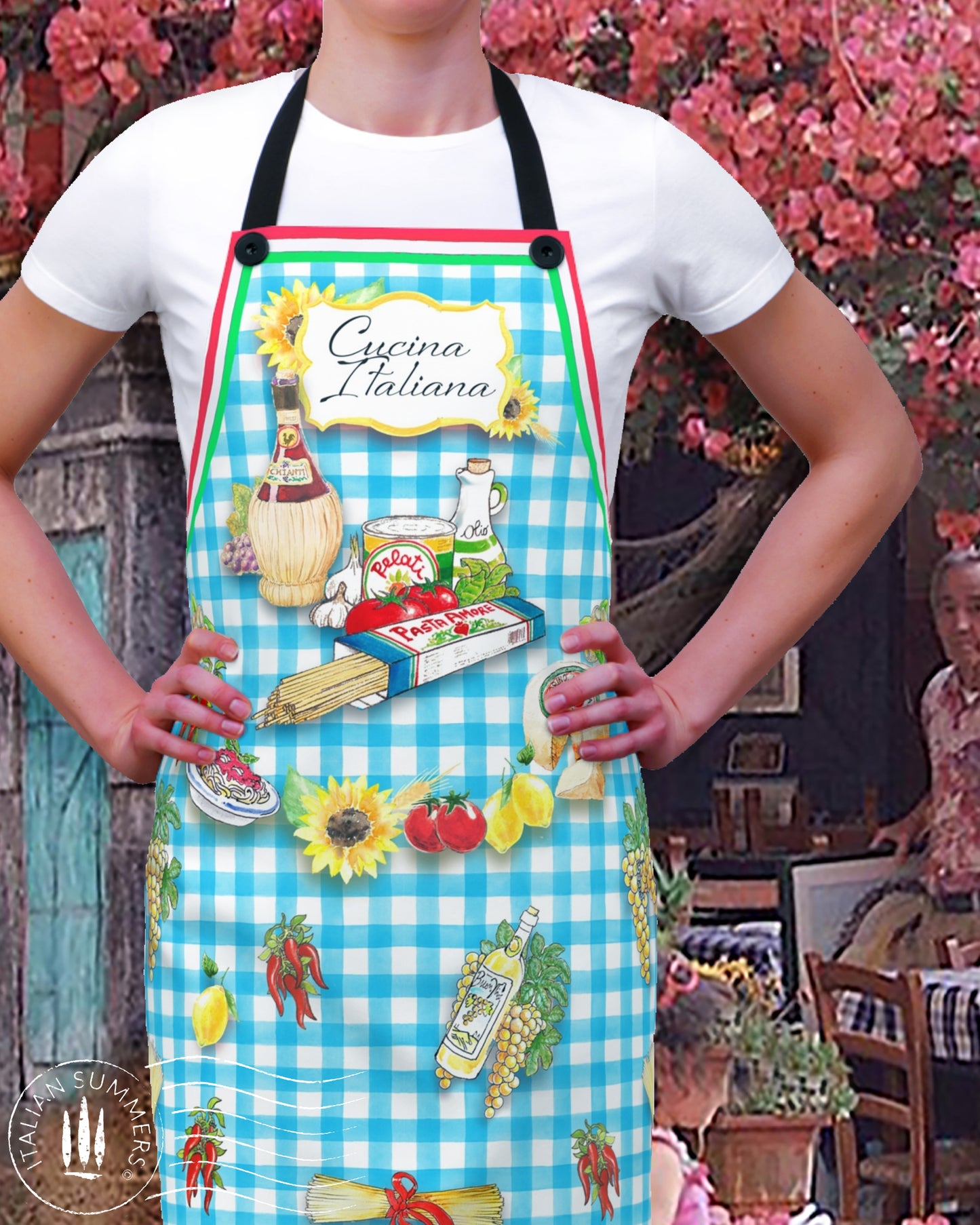 Apron CUCINA ITALIANA -Blue-Italy Flag-by Italian Summers