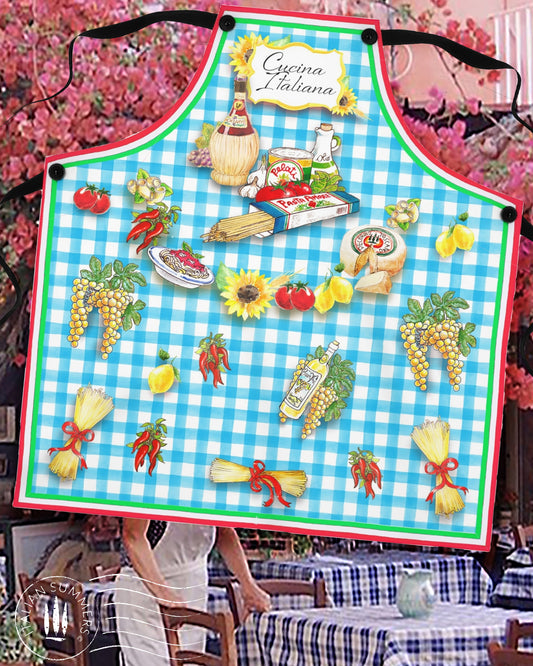 Apron CUCINA ITALIANA -Blue-Italy Flag-by Italian Summers