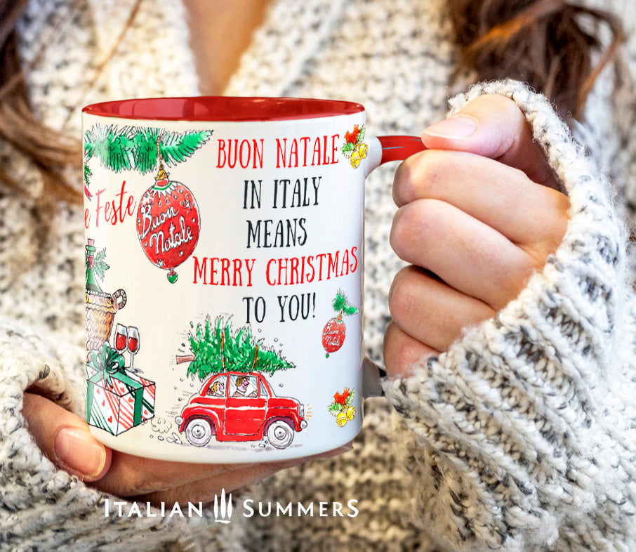 Cozy Italian Christmas gift mug for espresso or hot cocoa
