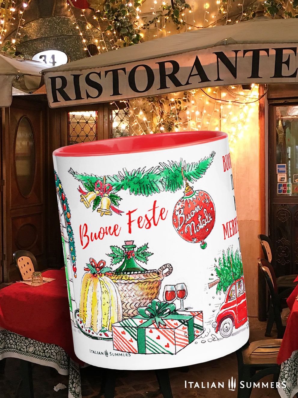Cozy Italian Christmas gift mug for espresso or hot cocoa