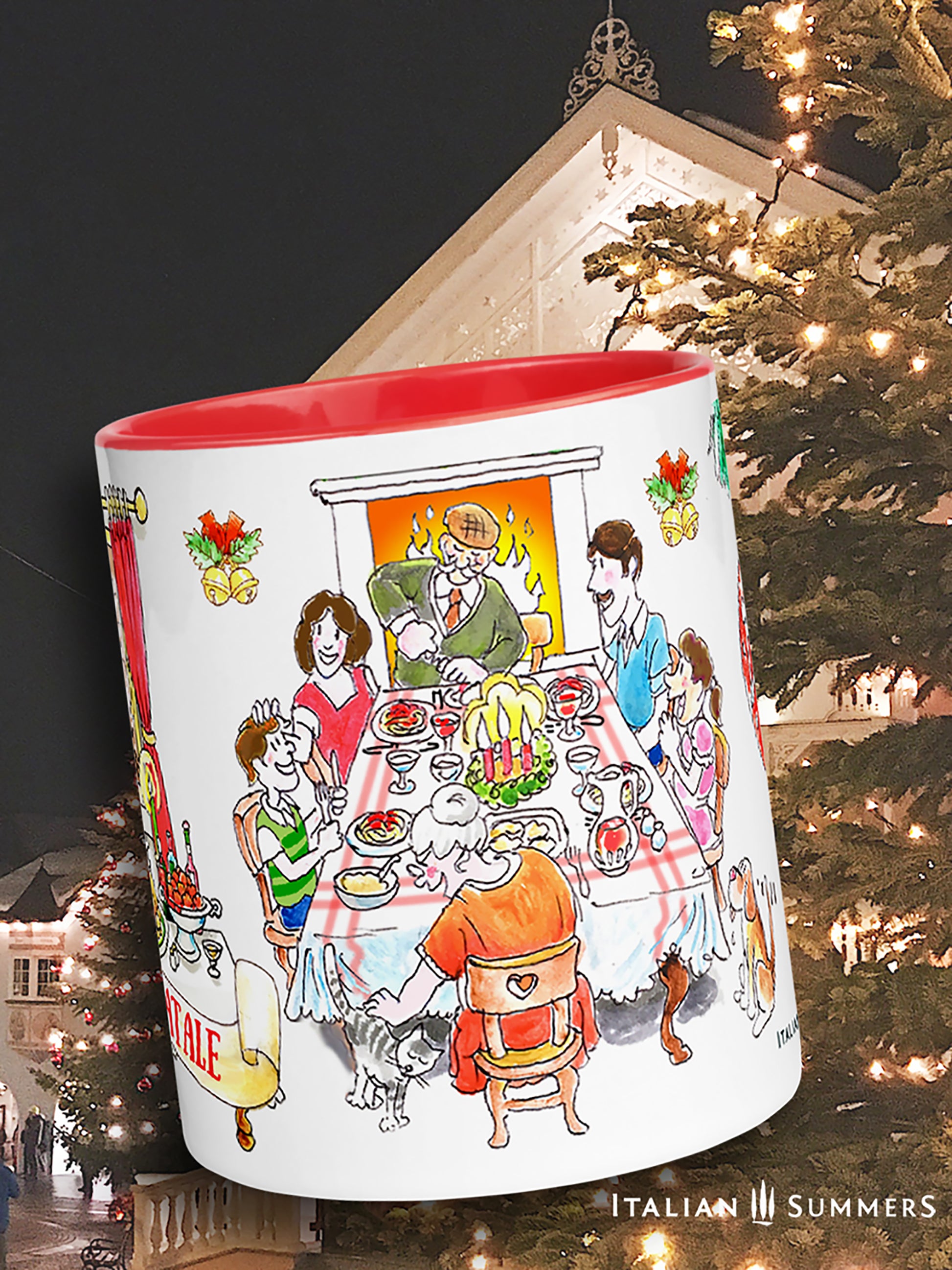 Italian Christmas mug with Natale in Famiglia festive design