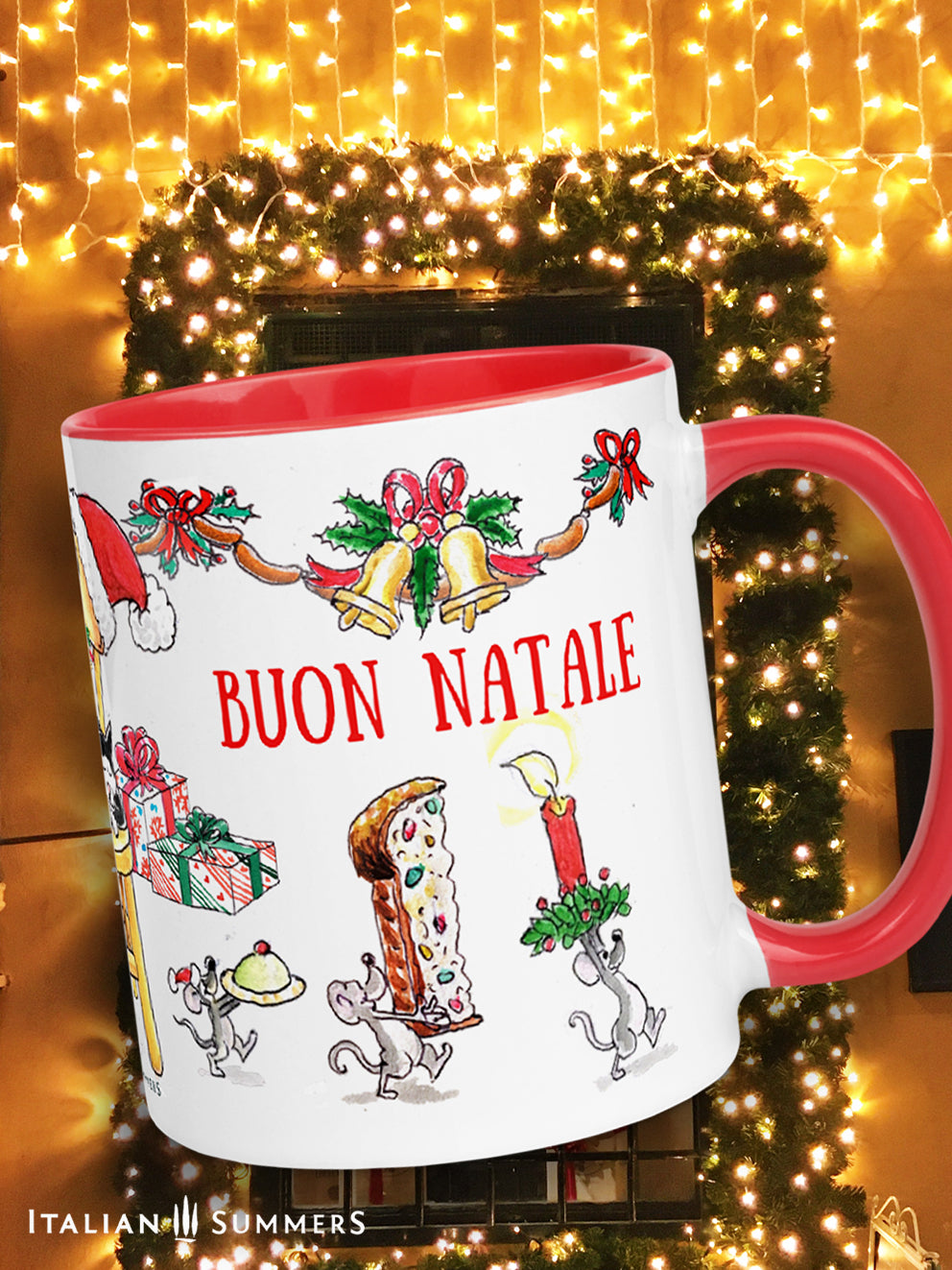 Ceramic Christmas mug Italy-themed for holiday gifting