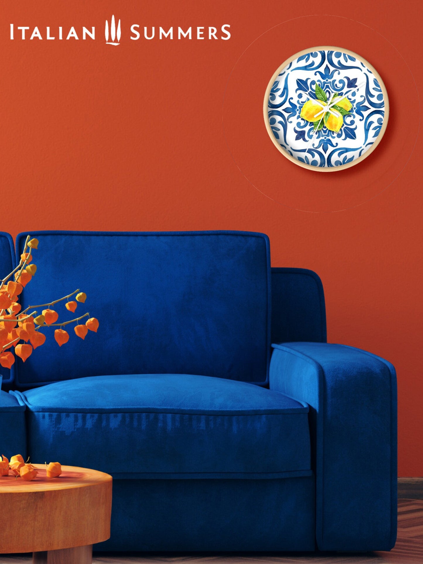 Whether you're a fan of maiolica blue tiles, Sorrento lemons, or both, this clock is sure to be the perfect addition to any room.