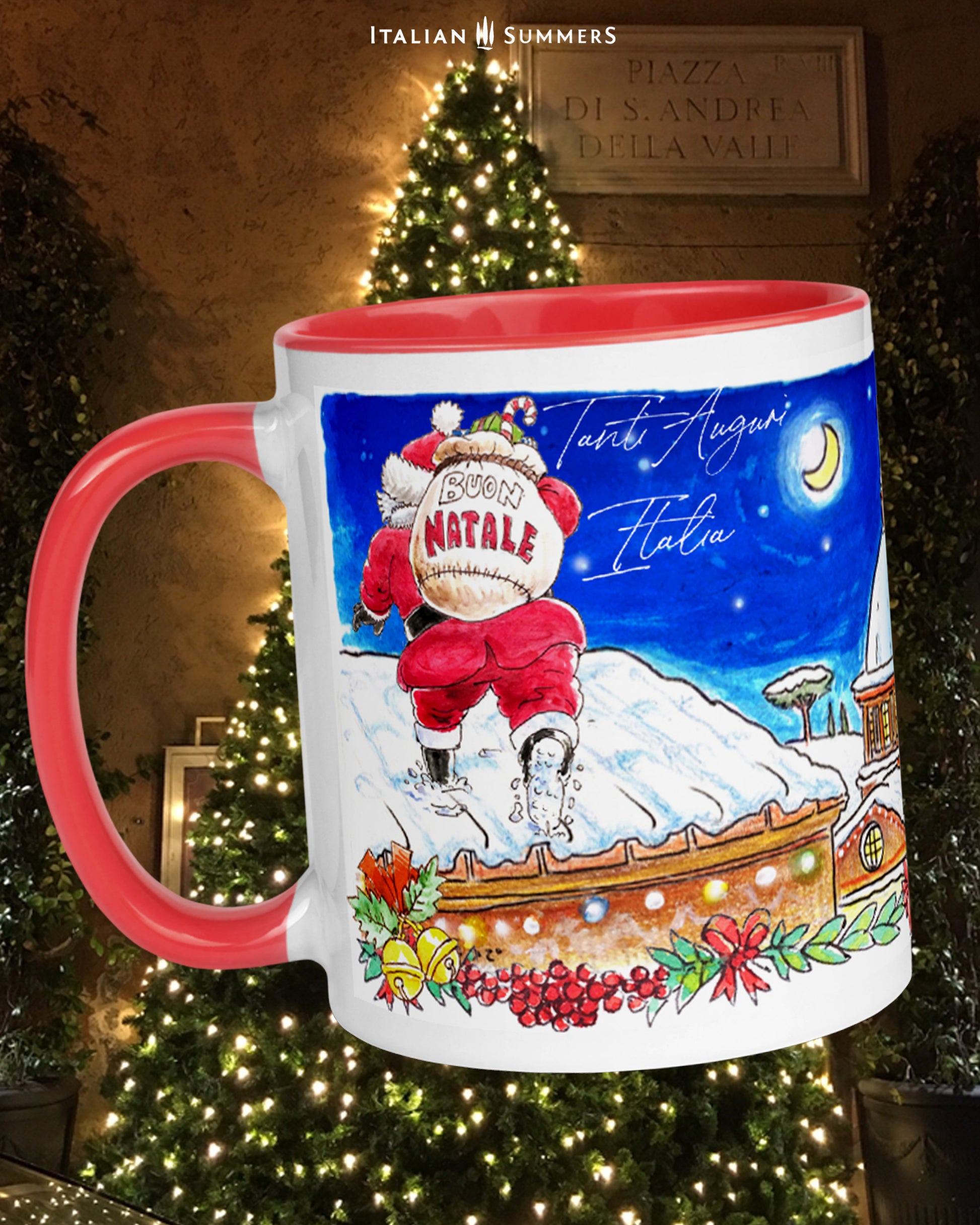 Italian Christmas mug with starry night sky design