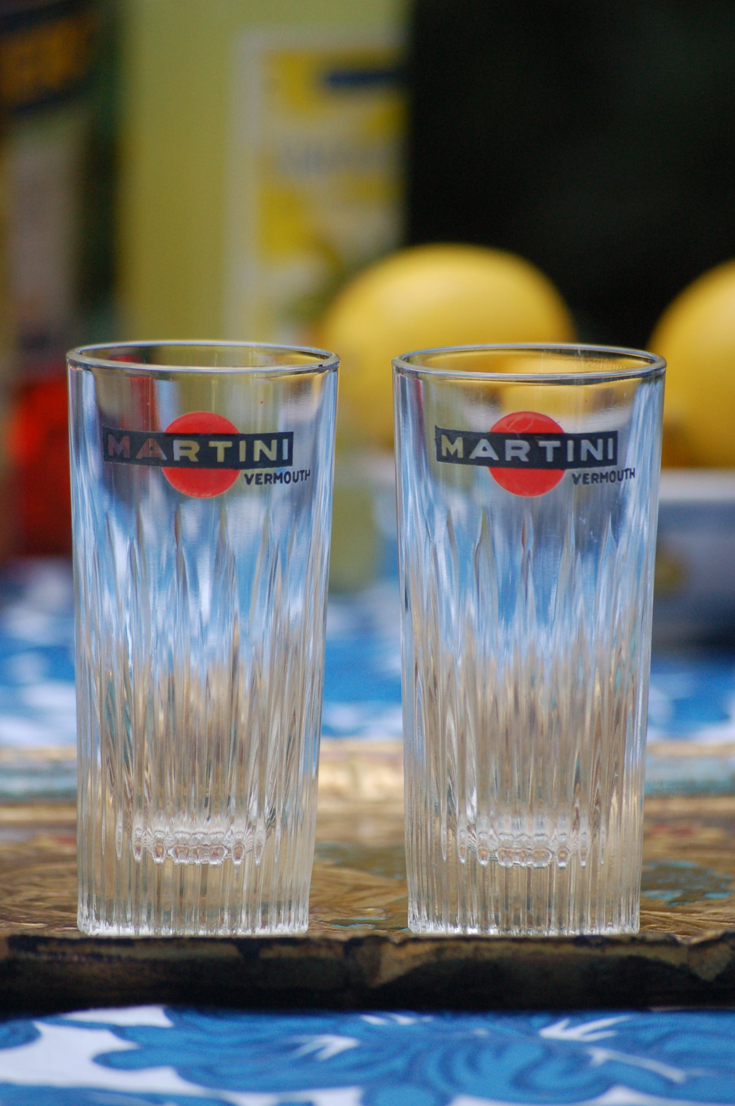 Set of two Vintage 1960s Martini Aperitivo glasses, star cut pattern, Dolce Vita | Italian aperitif