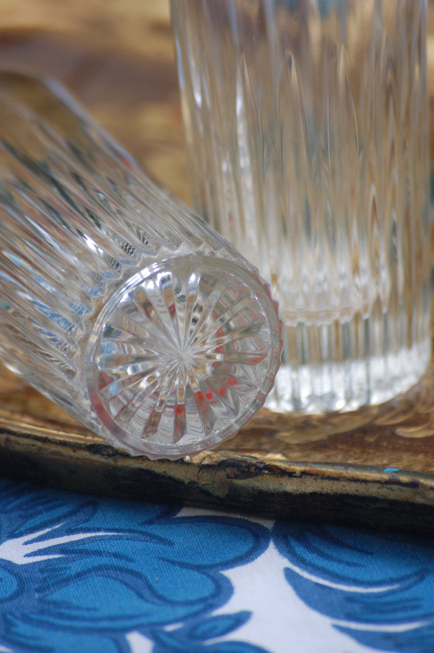 Set of two Vintage 1960s Martini Aperitivo glasses, star cut pattern, Dolce Vita | Italian aperitif