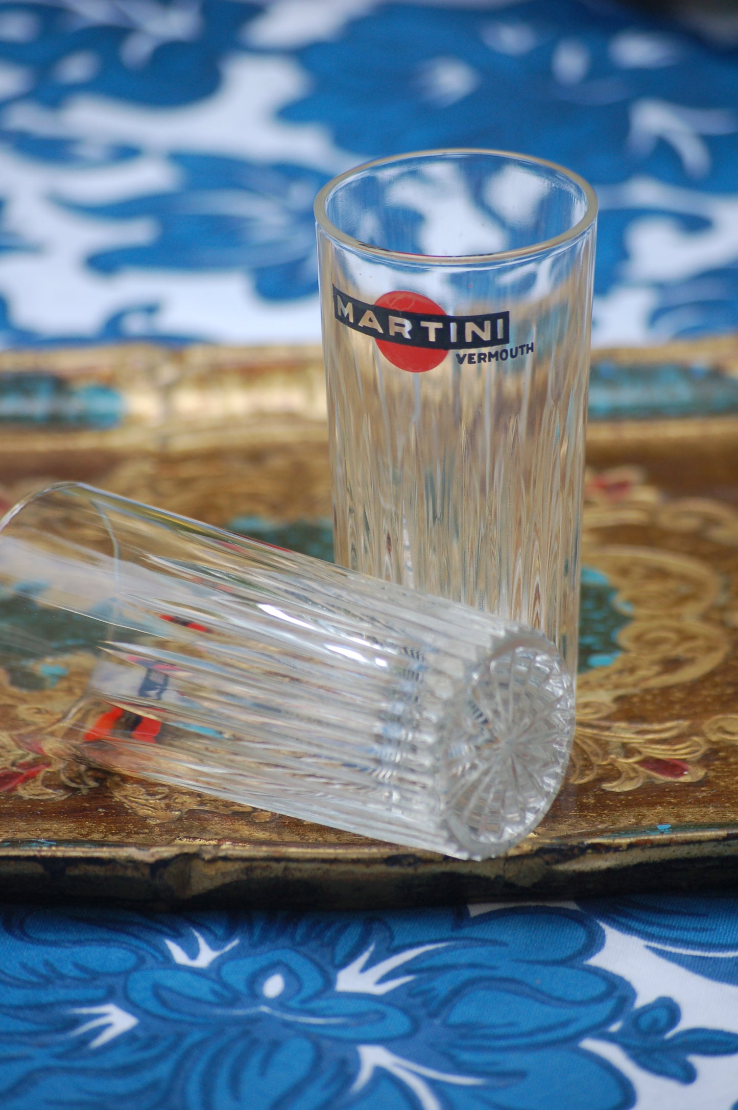 Set of two Vintage 1960s Martini Aperitivo glasses, star cut pattern, Dolce Vita | Italian aperitif