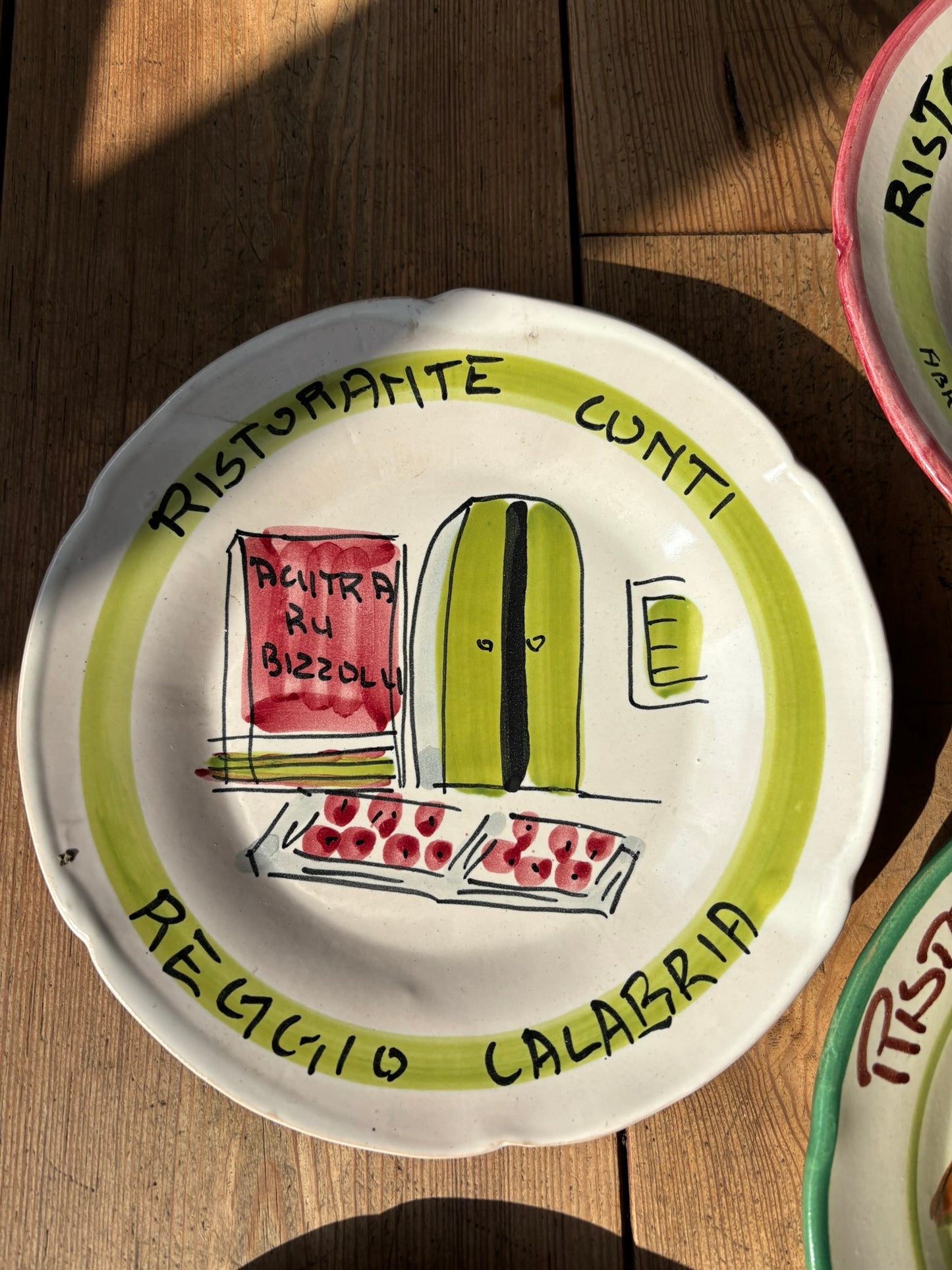Buon Ricordo Vintage hand painted ceramic plates from Italy, made in the town of Vietri sul Mare on the Almalfi Coast, Italy. ItalianCoocking, ItalianRistorante plates