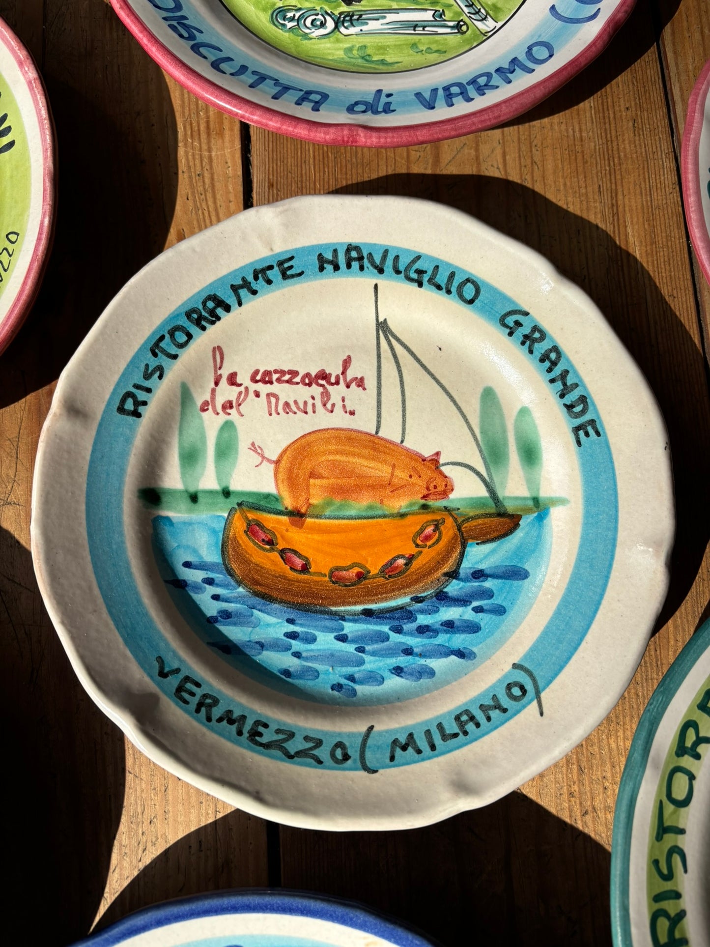 Buon Ricordo Vintage hand painted ceramic plates from Italy, made in the town of Vietri sul Mare on the Almalfi Coast, Italy. ItalianCoocking, ItalianRistorante plates