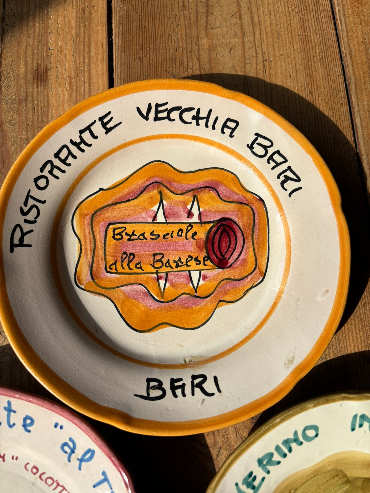 Buon Ricordo Vintage hand painted ceramic plates from Italy, made in the town of Vietri sul Mare on the Almalfi Coast, Italy. ItalianCoocking, ItalianRistorante plates