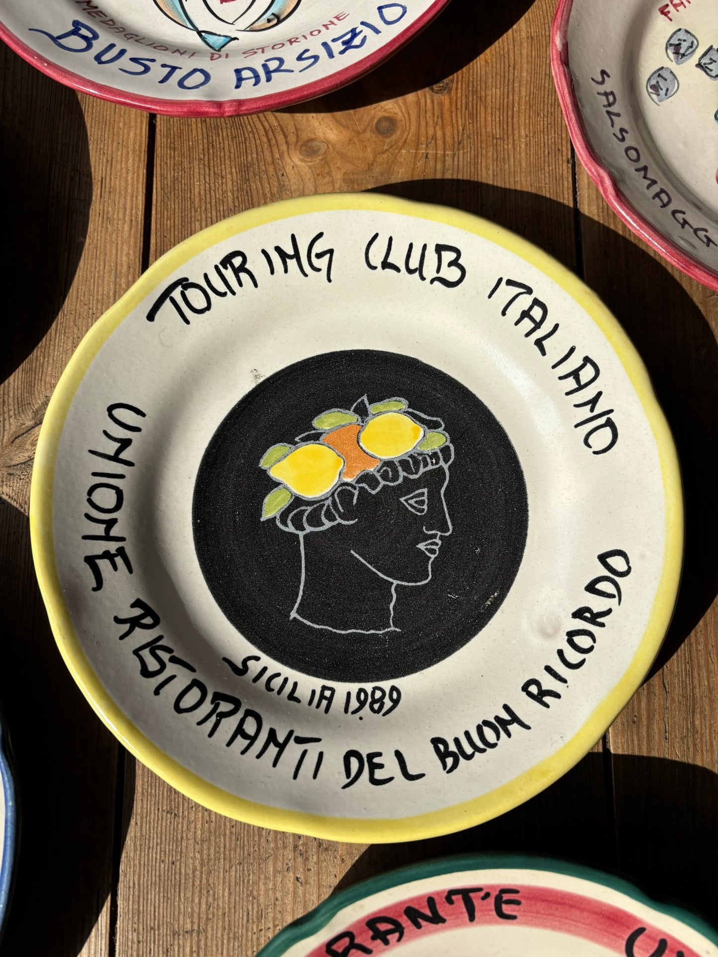 Buon Ricordo Vintage hand painted ceramic plates from Italy, made in the town of Vietri sul Mare on the Almalfi Coast, Italy. ItalianCoocking, ItalianRistorante plates