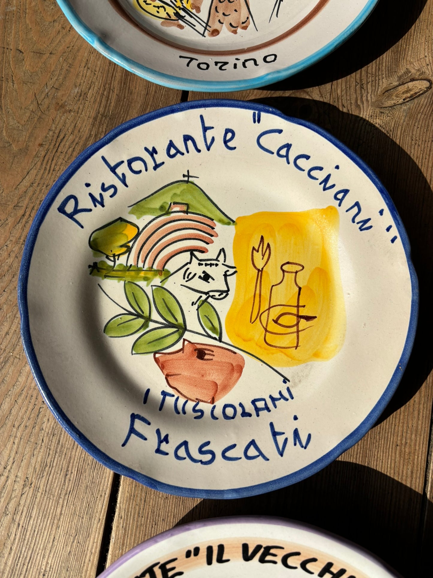 Buon Ricordo Vintage hand painted ceramic plates from Italy, made in the town of Vietri sul Mare on the Almalfi Coast, Italy. ItalianCoocking, ItalianRistorante plates