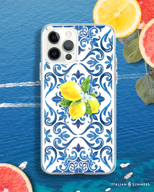 Phone Case ITALY TILES and LEMONS , by Italian Summers