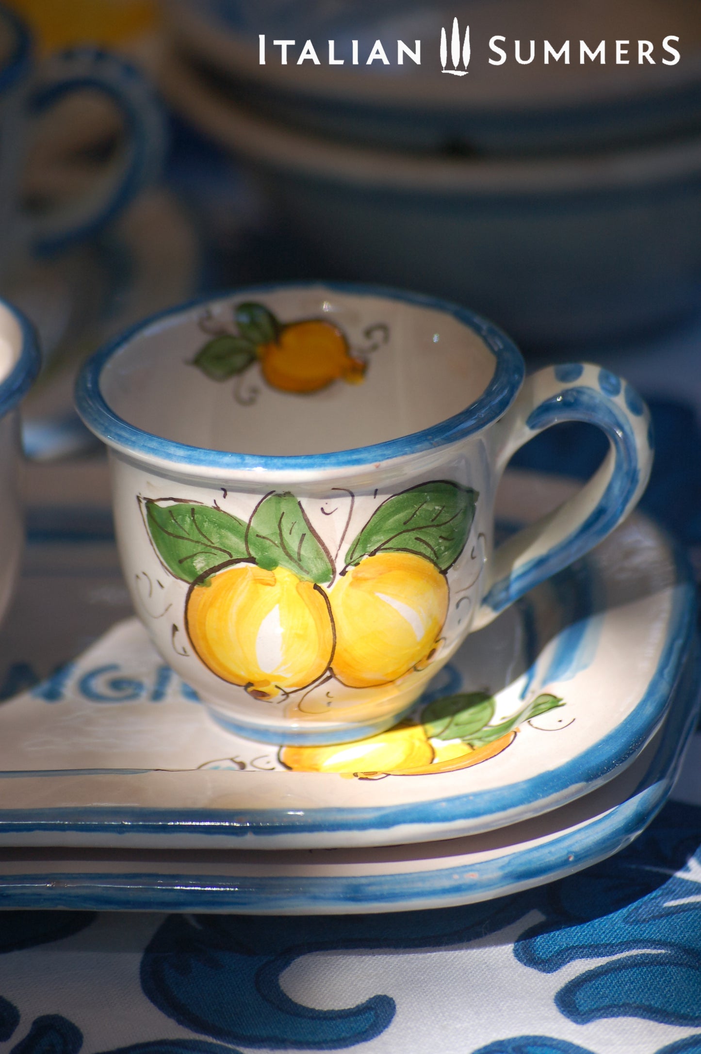Italian Espresso Set with Amalfi Coast lemons La VITA e' piu BELLA con te