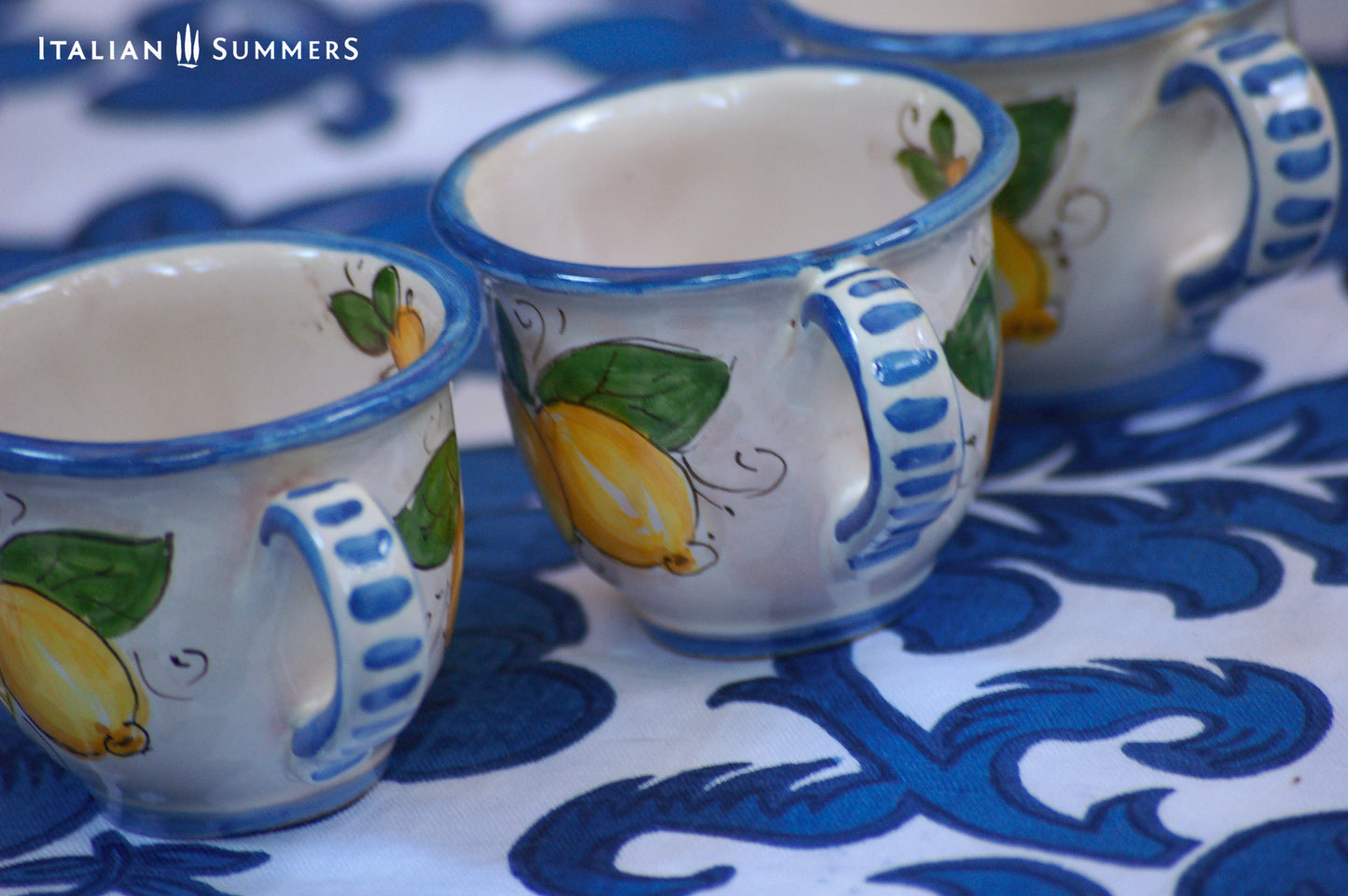 Italian Espresso Set with Amalfi Coast lemons La VITA e' piu BELLA con te