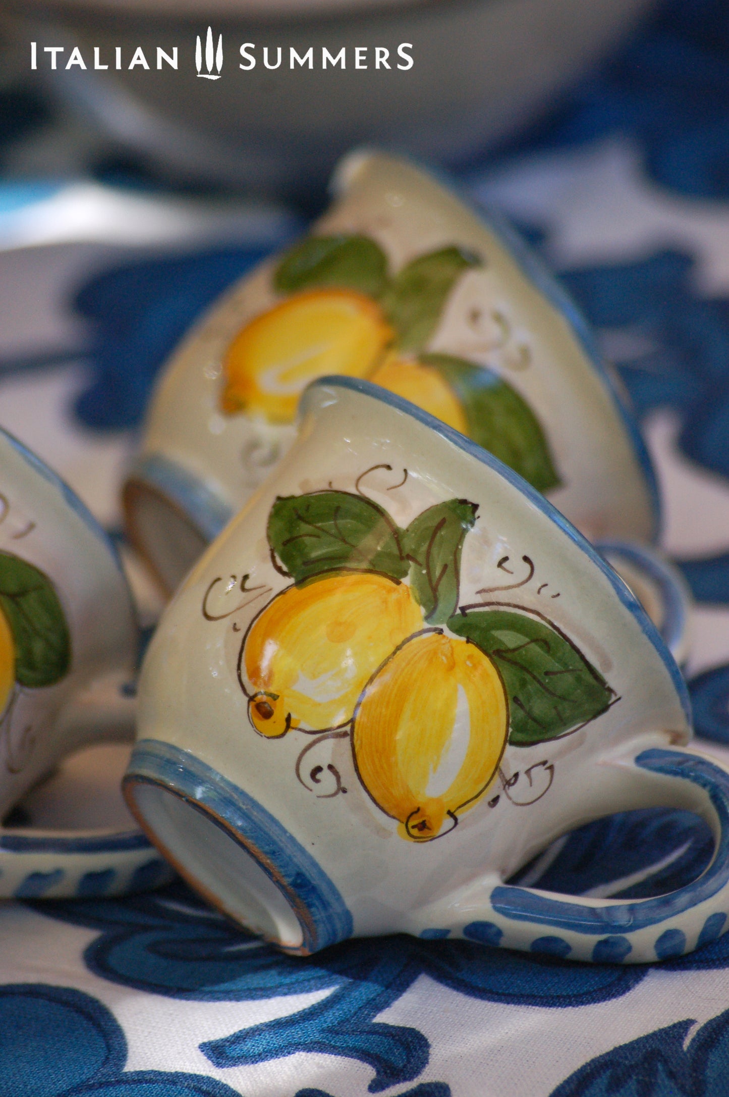 Italian Espresso Set with Amalfi Coast lemons La VITA e' piu BELLA con te