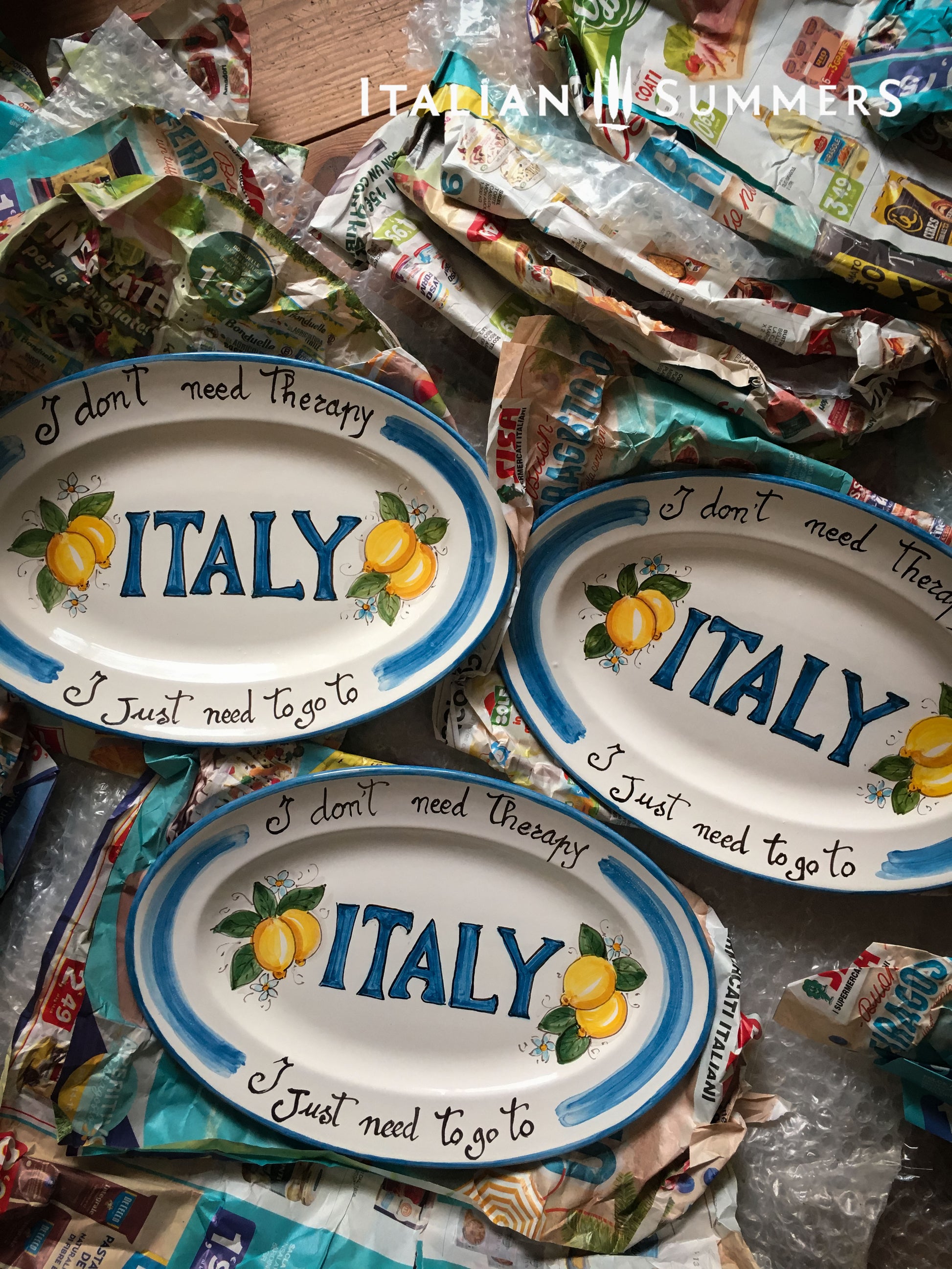 Italian ceramic lemon plate with the quote I don't need therapy, I just need to go to Italy by Italian Summers