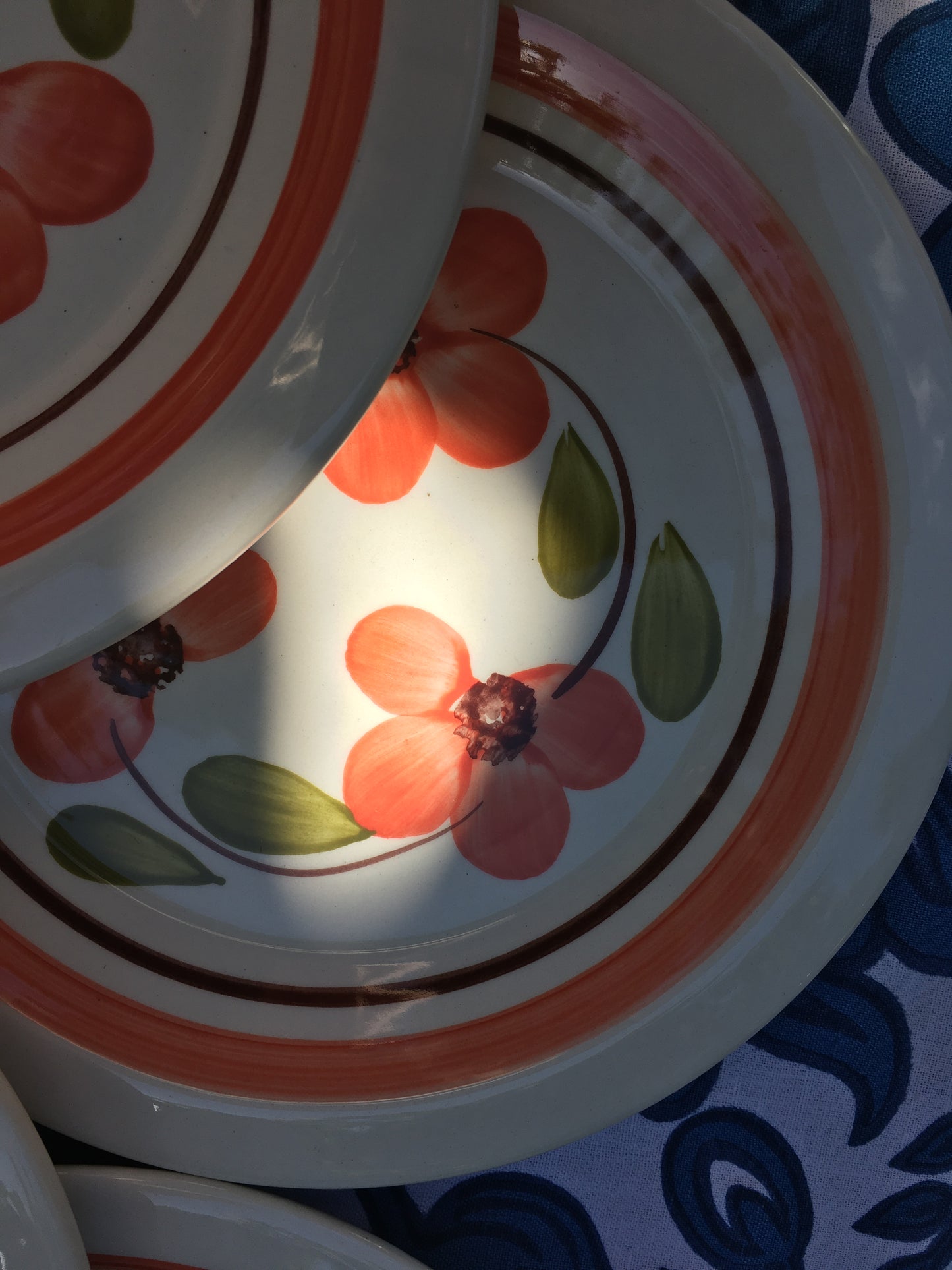 Italian_vintage_dessert_plates_with_salmon_colored_flower_by_San_Marciano_made in Italy