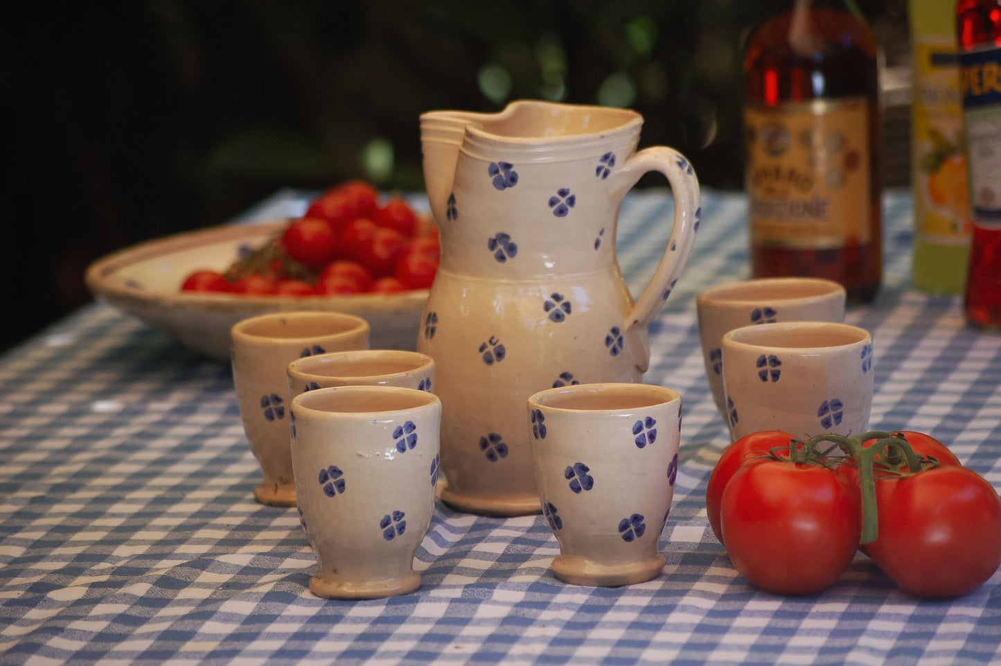 Vintage Apulia ceramic, Vintage Puglia Carafe, Puglia ceramic wine set, Grottaglie vintage carafe, Italian Maiolica Carafe, Vintage italy
