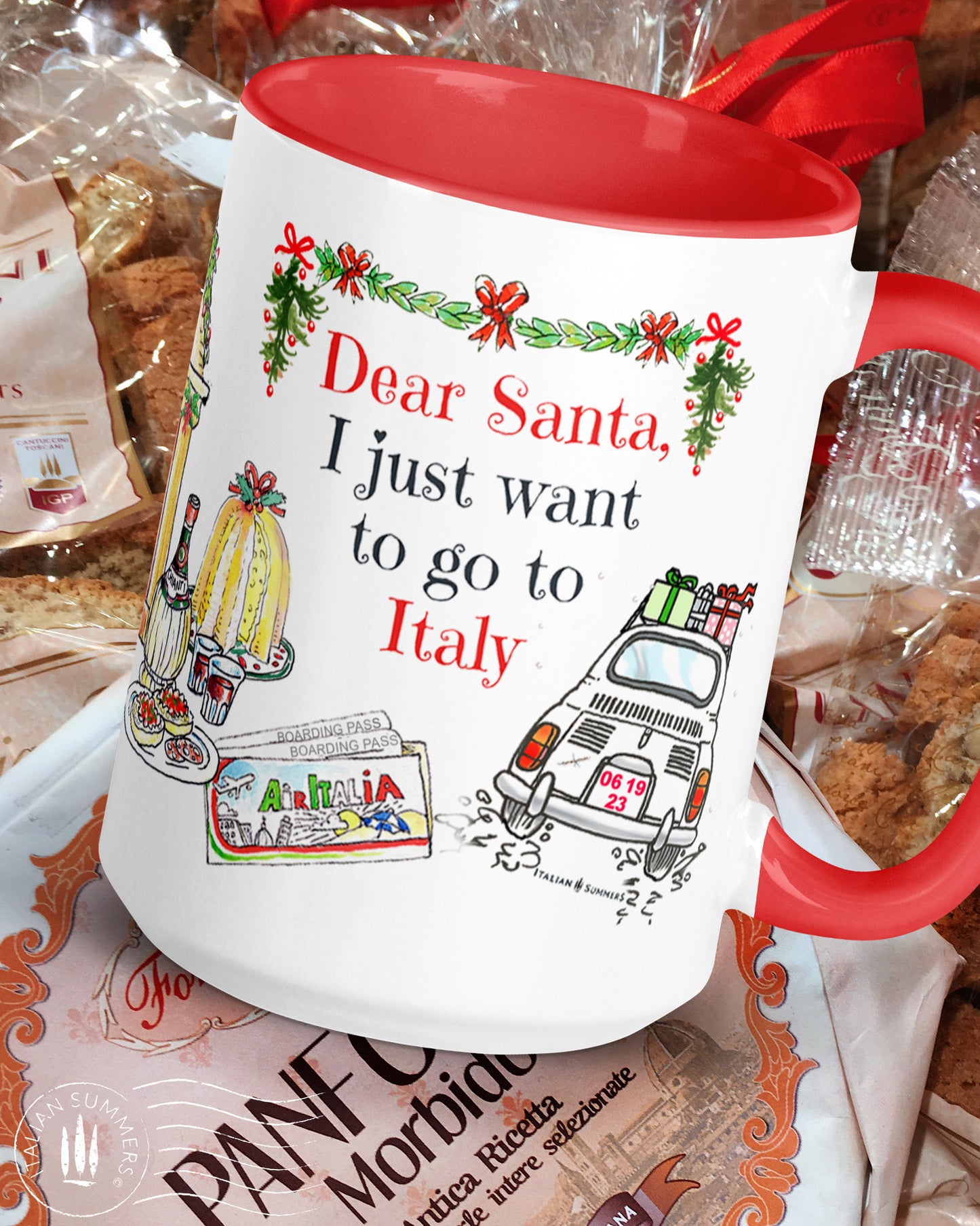 Italy Christmas Mug DEAR SANTA, I just want to go to Italy, 15oz.