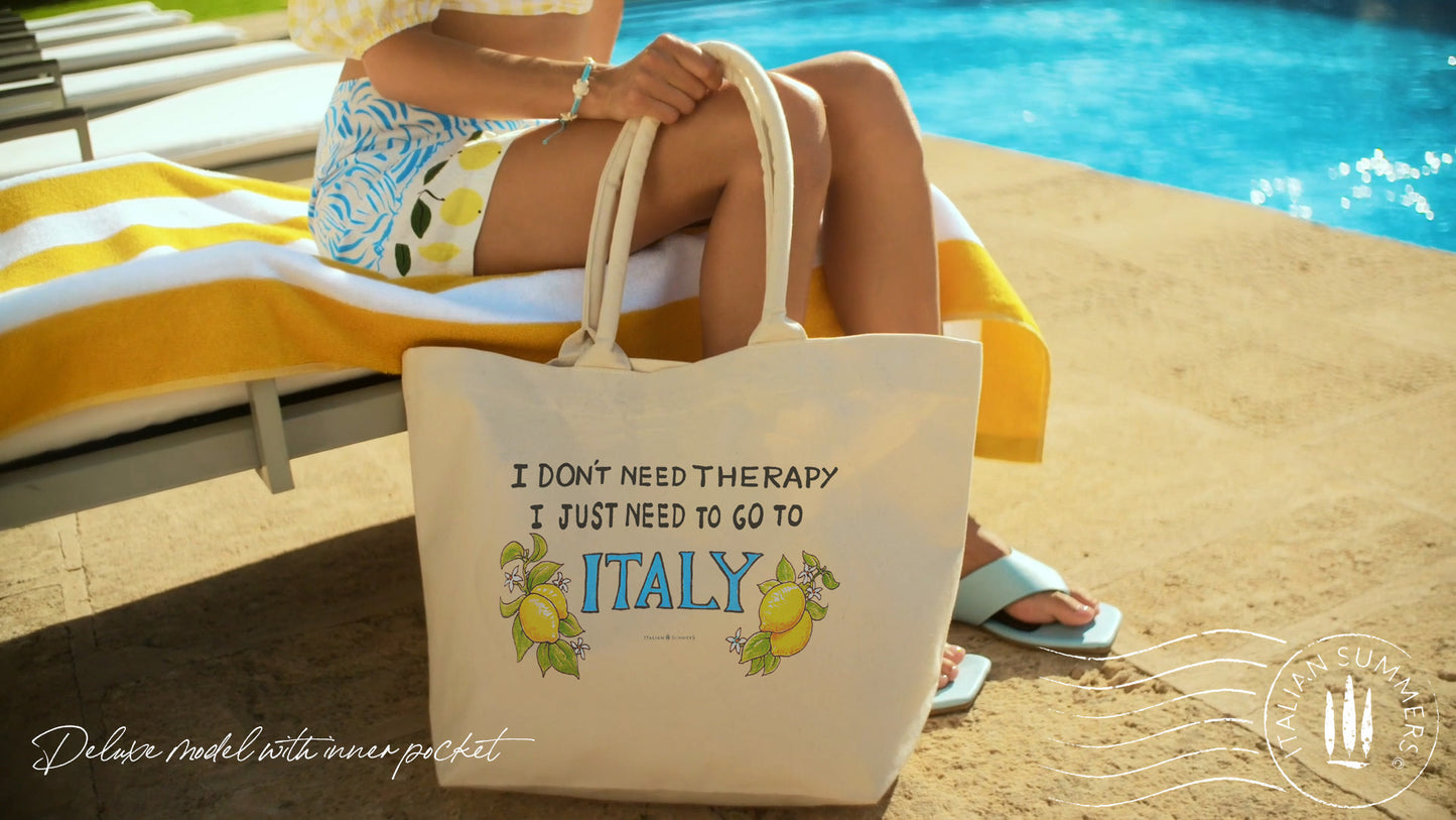 Italy Tote Bag I Don't Need Therapy I just need to go to ITALY, beach shopper