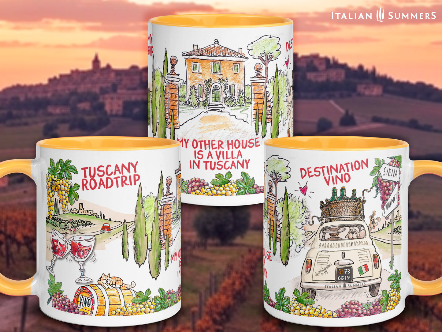 Tuscany little Vintage Italian car Mug – Italy Travel, Wine & Villa Vibes