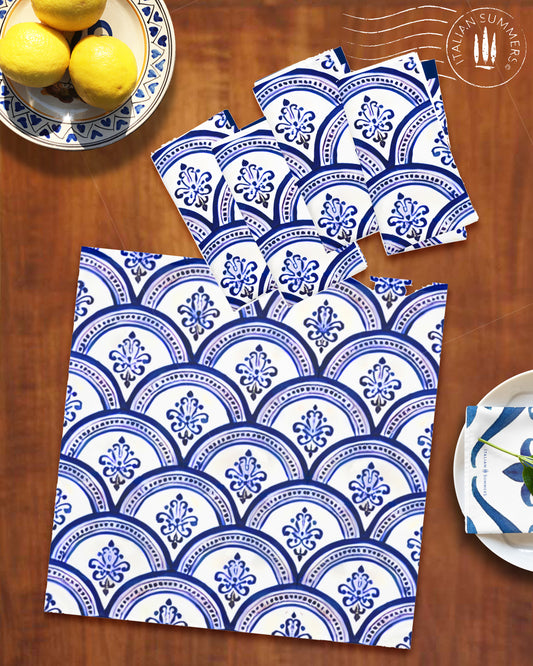 Napkins SOGNO D'AMALFI by Italian Summers, made to order, Mediterranean style, inspired by the Maiolica domes of the enchanted Coast of Amalfi