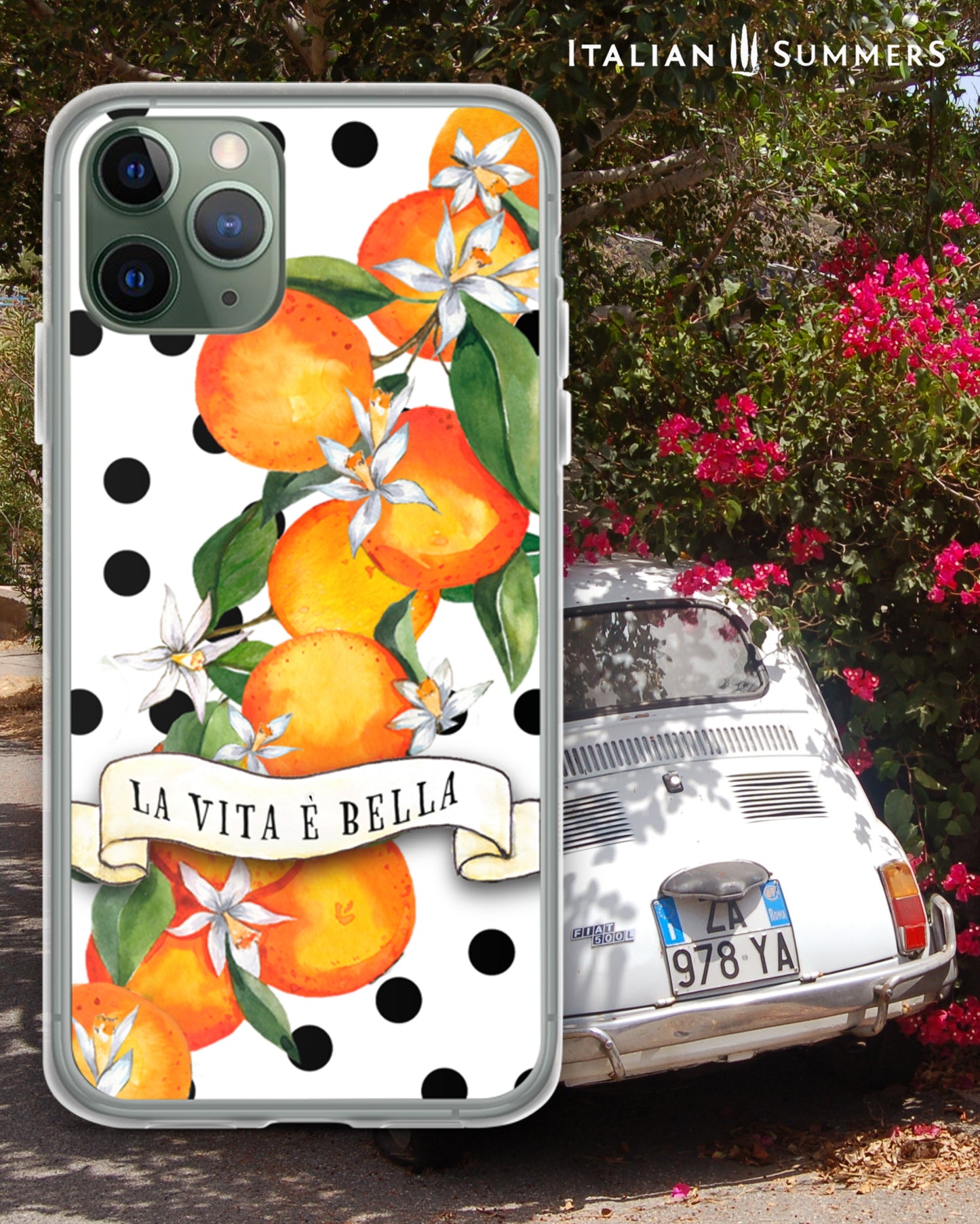 Phone Case SICILIAN GARDEN Black Polka dots
