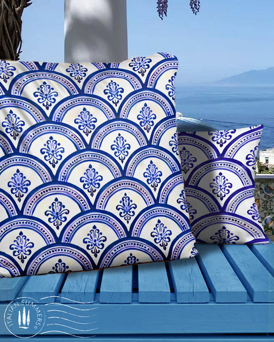 Pillow case Sogno d'Amalfi by Italian Summers, made to order Mediterranean-style inspired by the Maiolica domes of the enchanted Coast of Amalfi