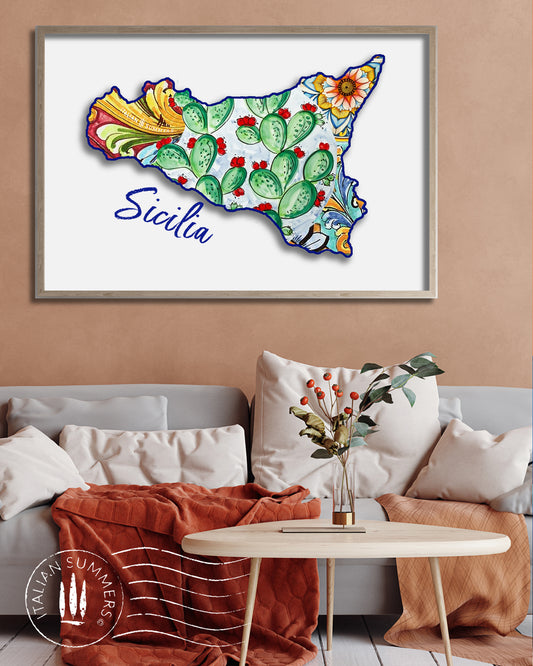 Italy Sicily Poster SICILIA MAIOLICA - Fichi D'India