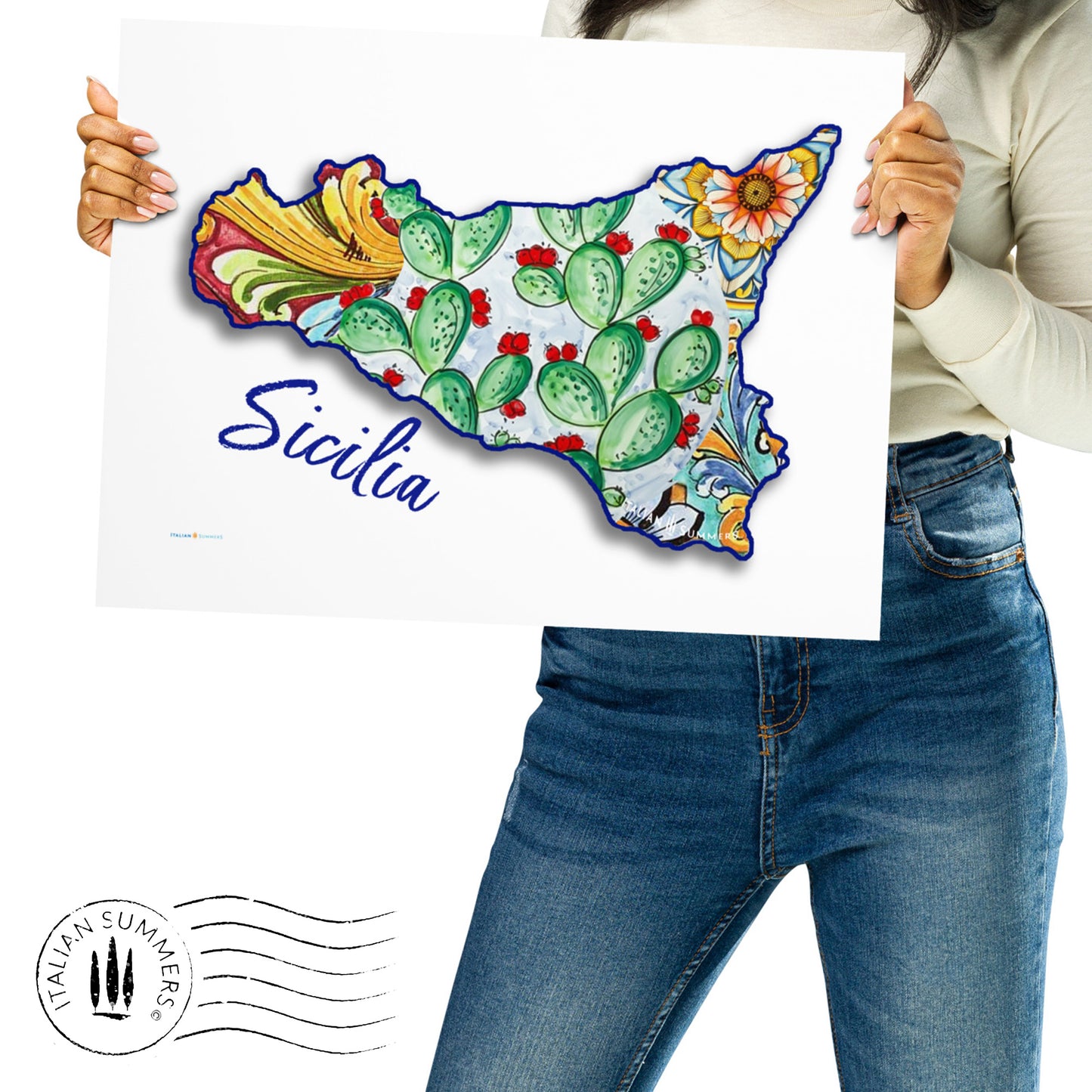Italy Sicily Poster SICILIA MAIOLICA - Fichi D'India