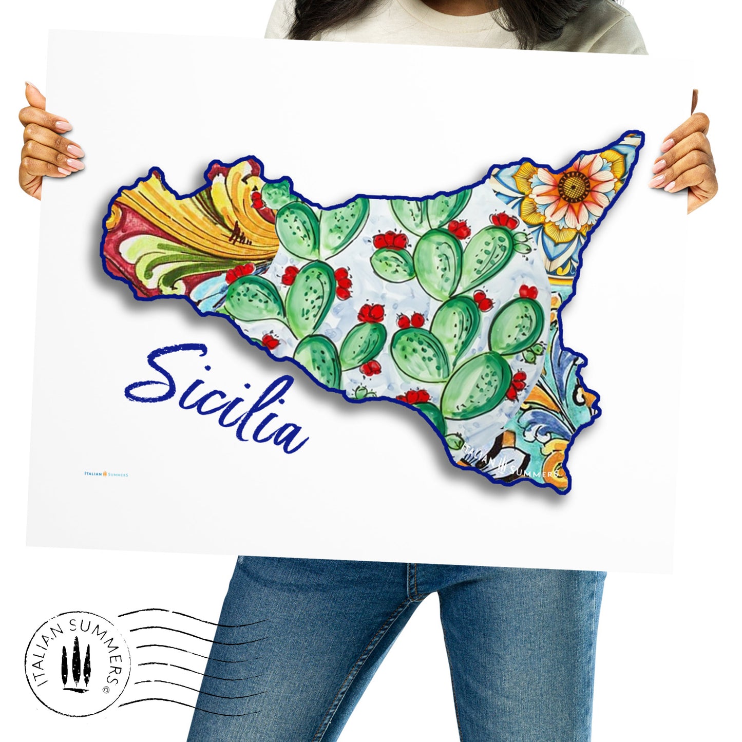Italy Sicily Poster SICILIA MAIOLICA - Fichi D'India