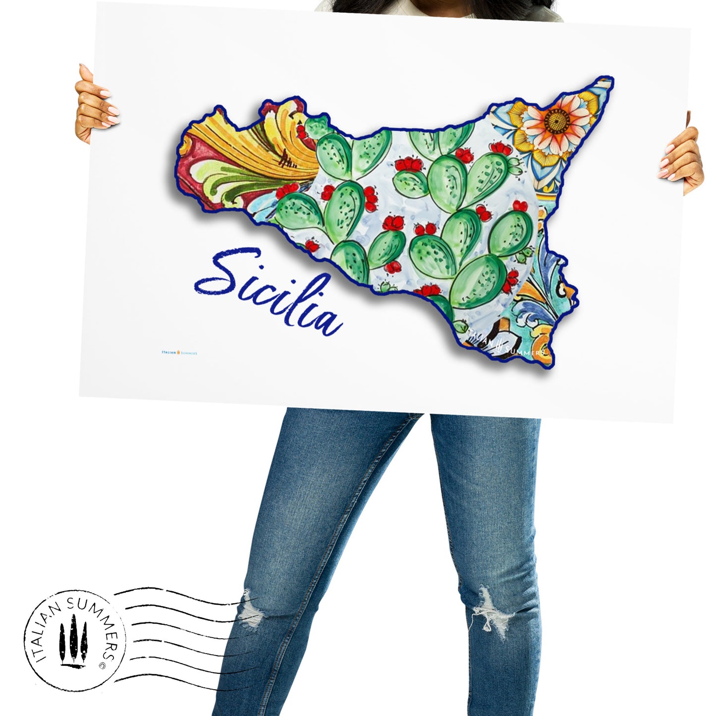 Italy Sicily Poster SICILIA MAIOLICA - Fichi D'India