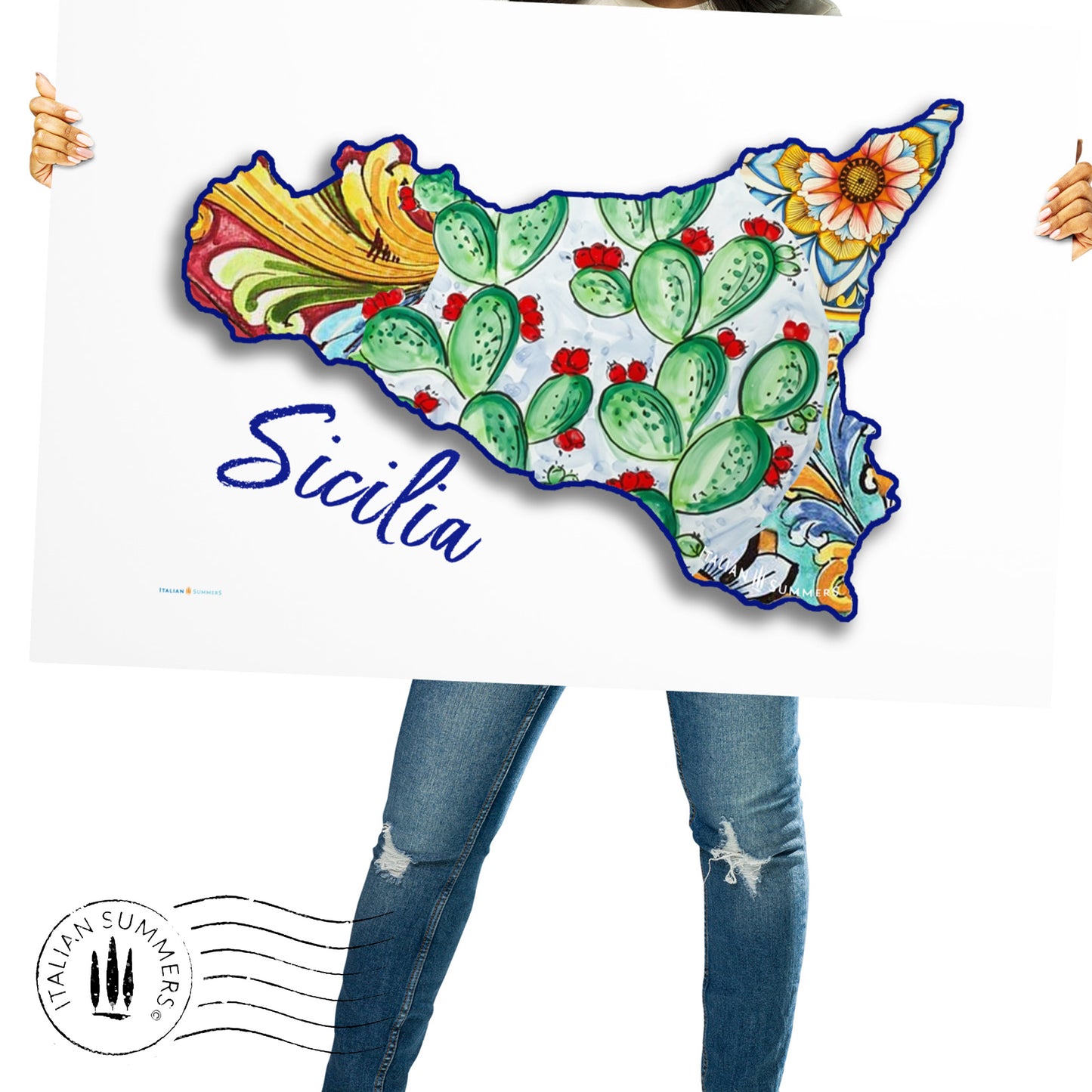 Italy Sicily Poster SICILIA MAIOLICA - Fichi D'India
