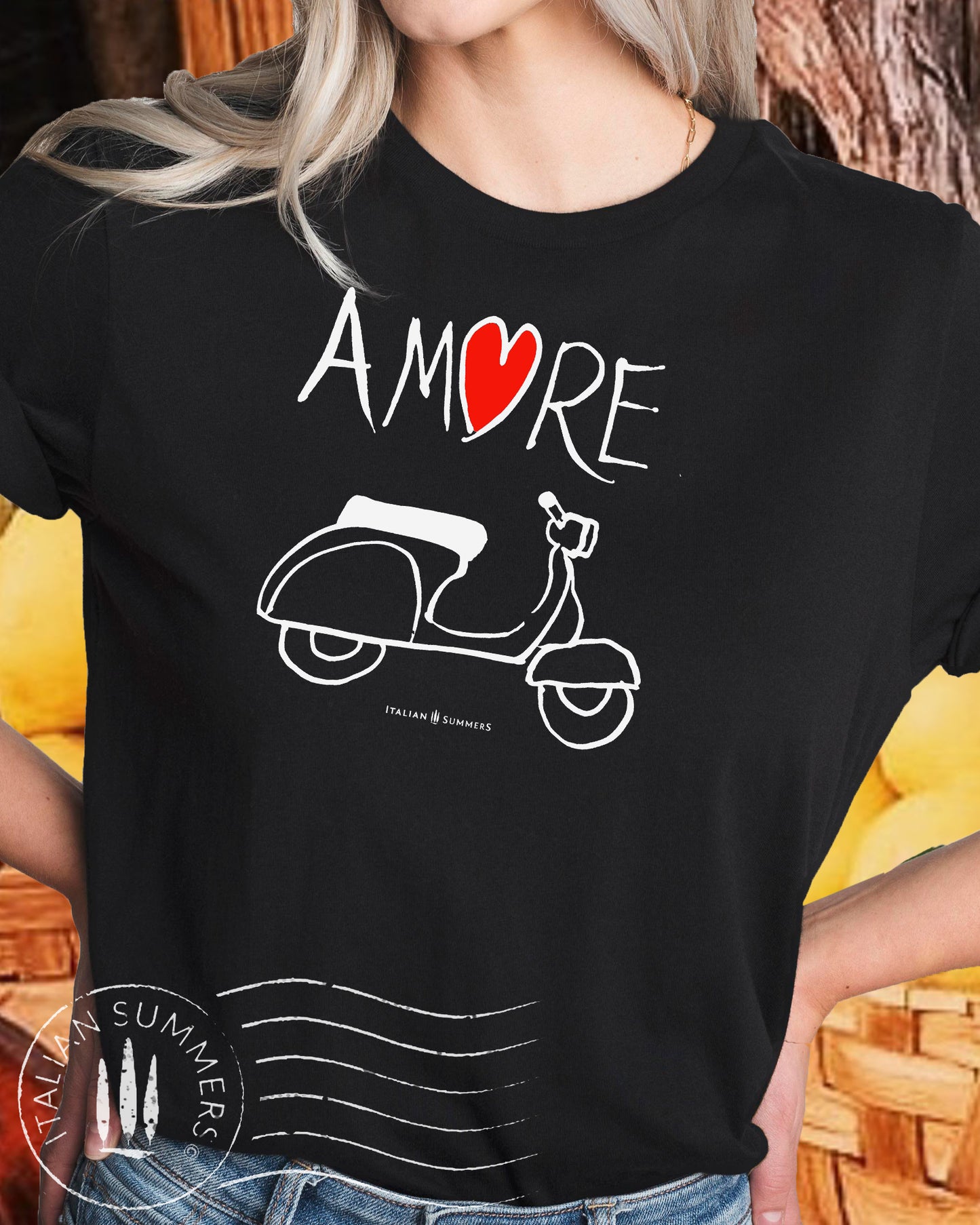 T-Shirt VINTAGE ITALIAN SCOOTER AMORE – Black Tee