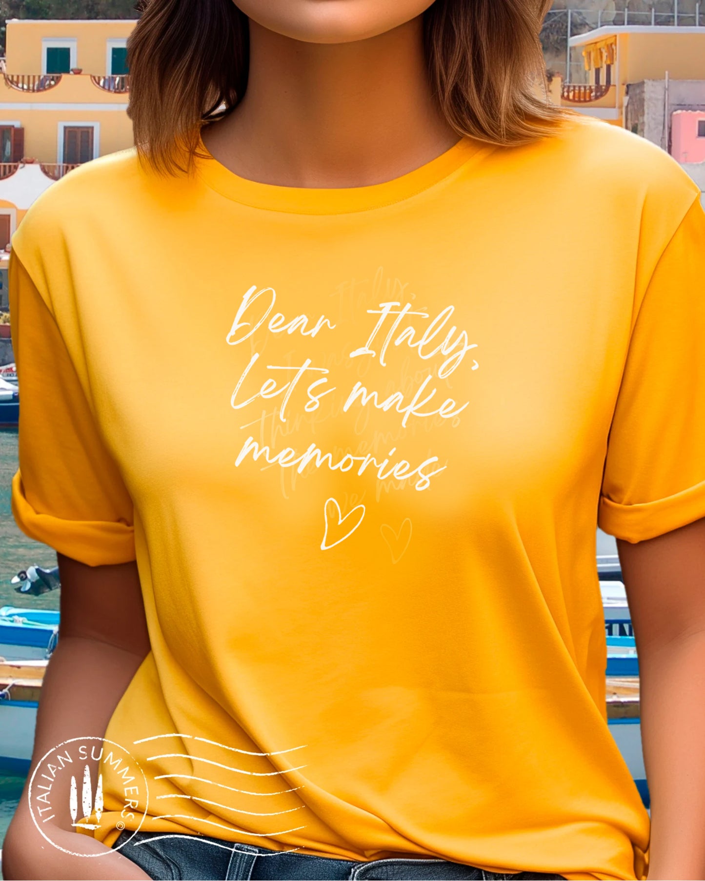 T-shirt Dear Italy Let's make Memories, by Italian Summers, Italian memories, Italy travel, Italy lovers, Italy quote, Italy theme