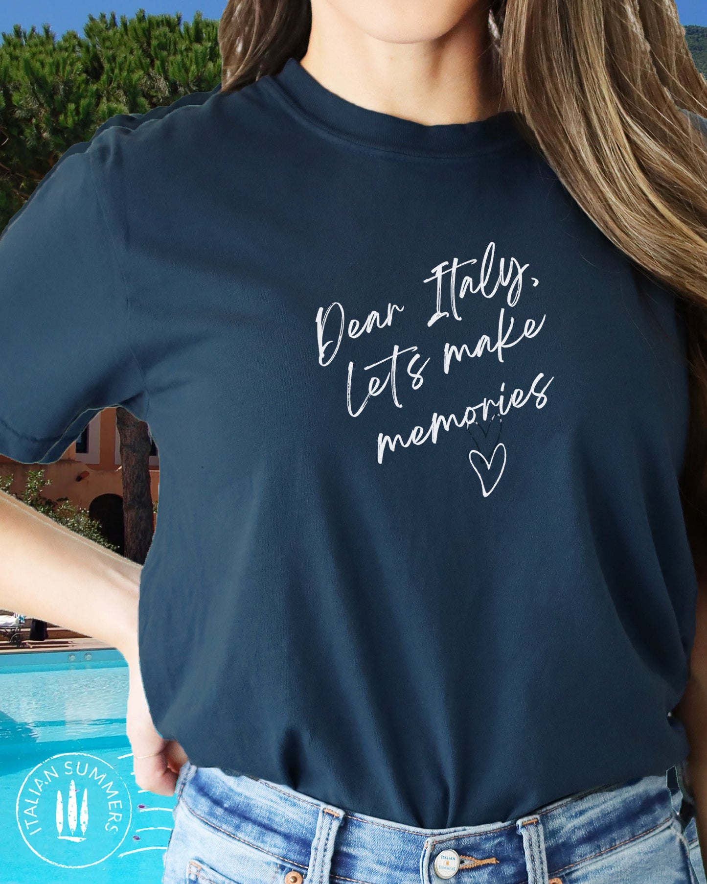 T-shirt Dear Italy Let's make Memories, by Italian Summers, Italian memories, Italy travel, Italy lovers, Italy quote, Italy theme