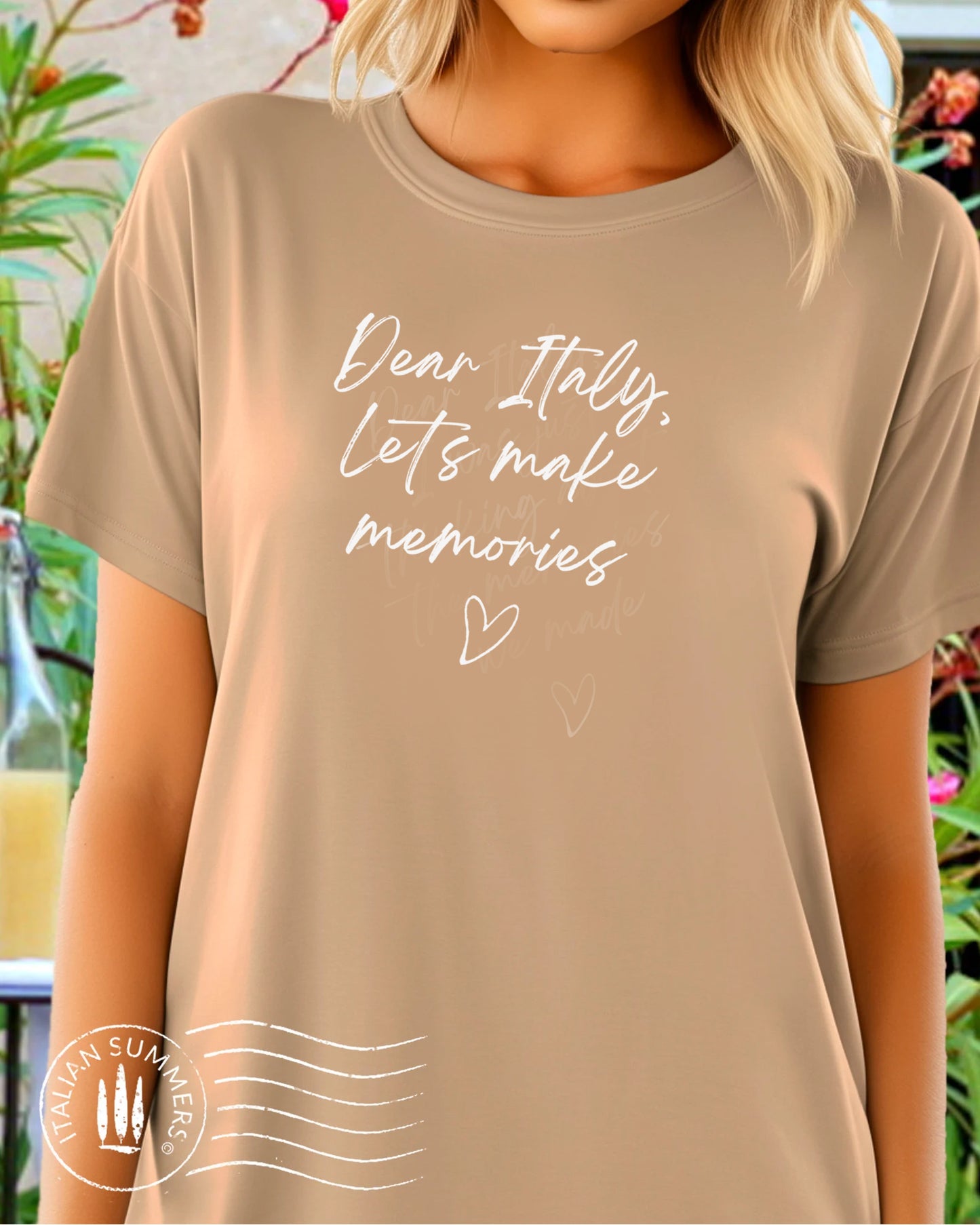 T-shirt Dear Italy Let's make Memories, by Italian Summers, Italian memories, Italy travel, Italy lovers, Italy quote, Italy theme