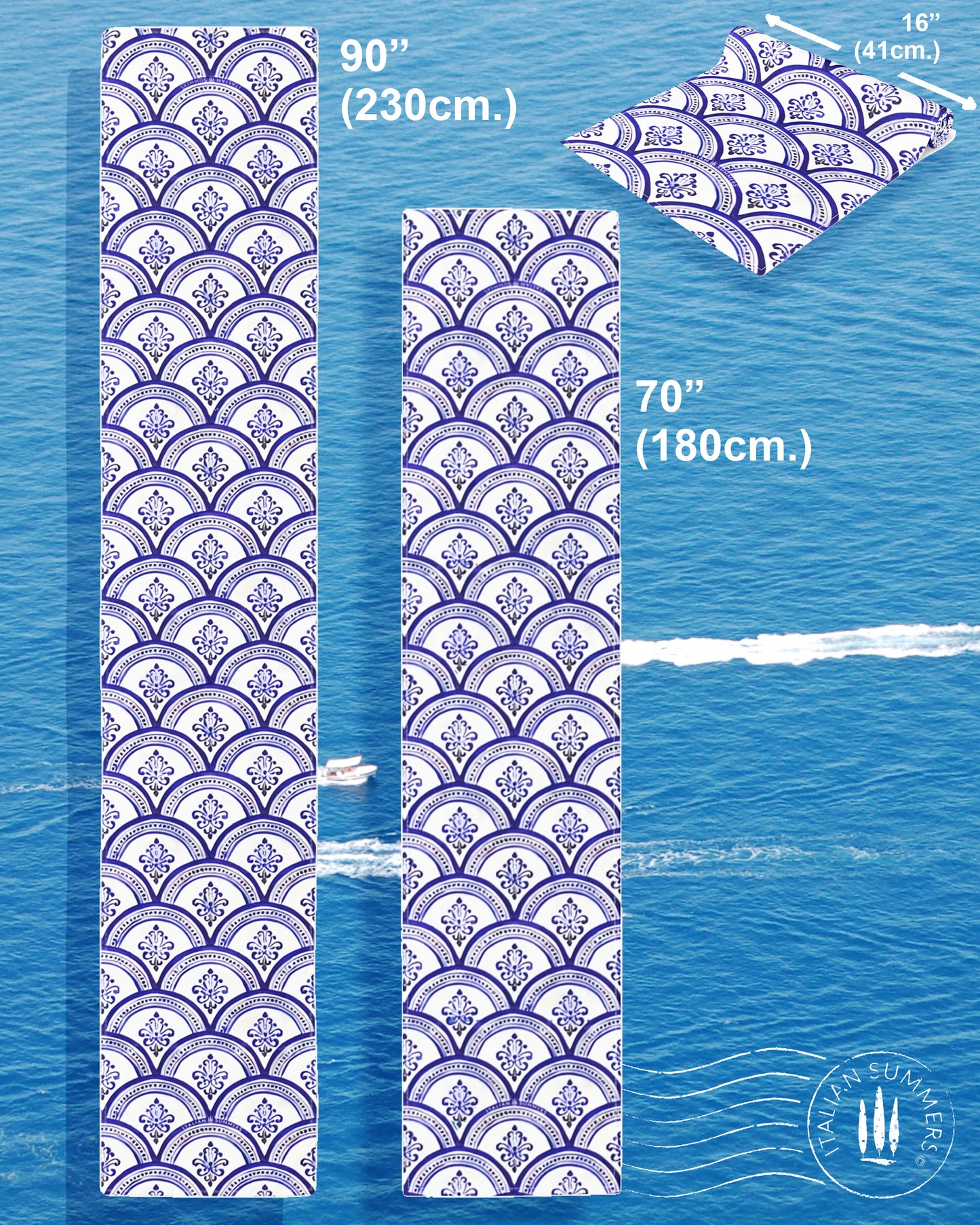 Table Runner SOGNO D'AMALFI by Italian Summers, made to order, Mediterranean style, inspired by the Maiolica domes of the enchanted Coast of Amalfi