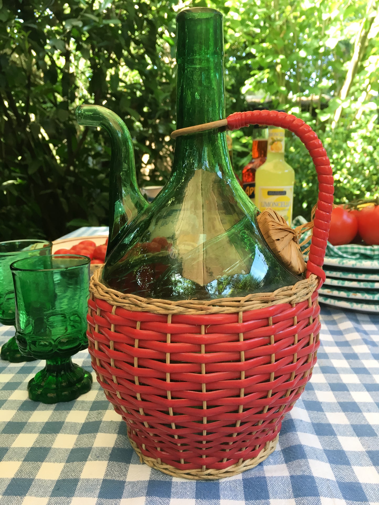 Italy vintage glass, Empoli vintage glass, Vintage Italy barware, Empoli decanter, Vintage glass decanter, Italian Vintage glass decanter, Genie Bottle Empoli