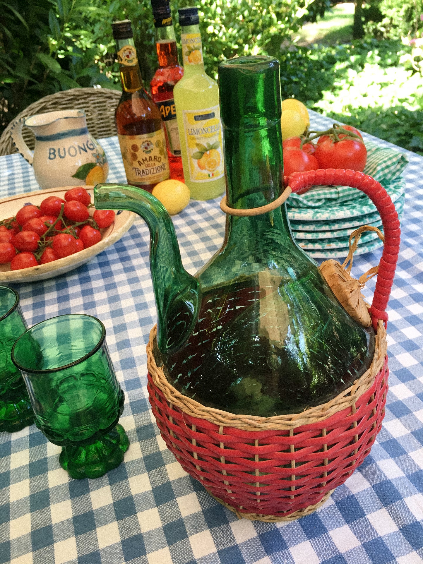Italy vintage glass, Empoli vintage glass, Vintage Italy barware, Empoli decanter, Vintage glass decanter, Italian Vintage glass decanter, Genie Bottle Empoli