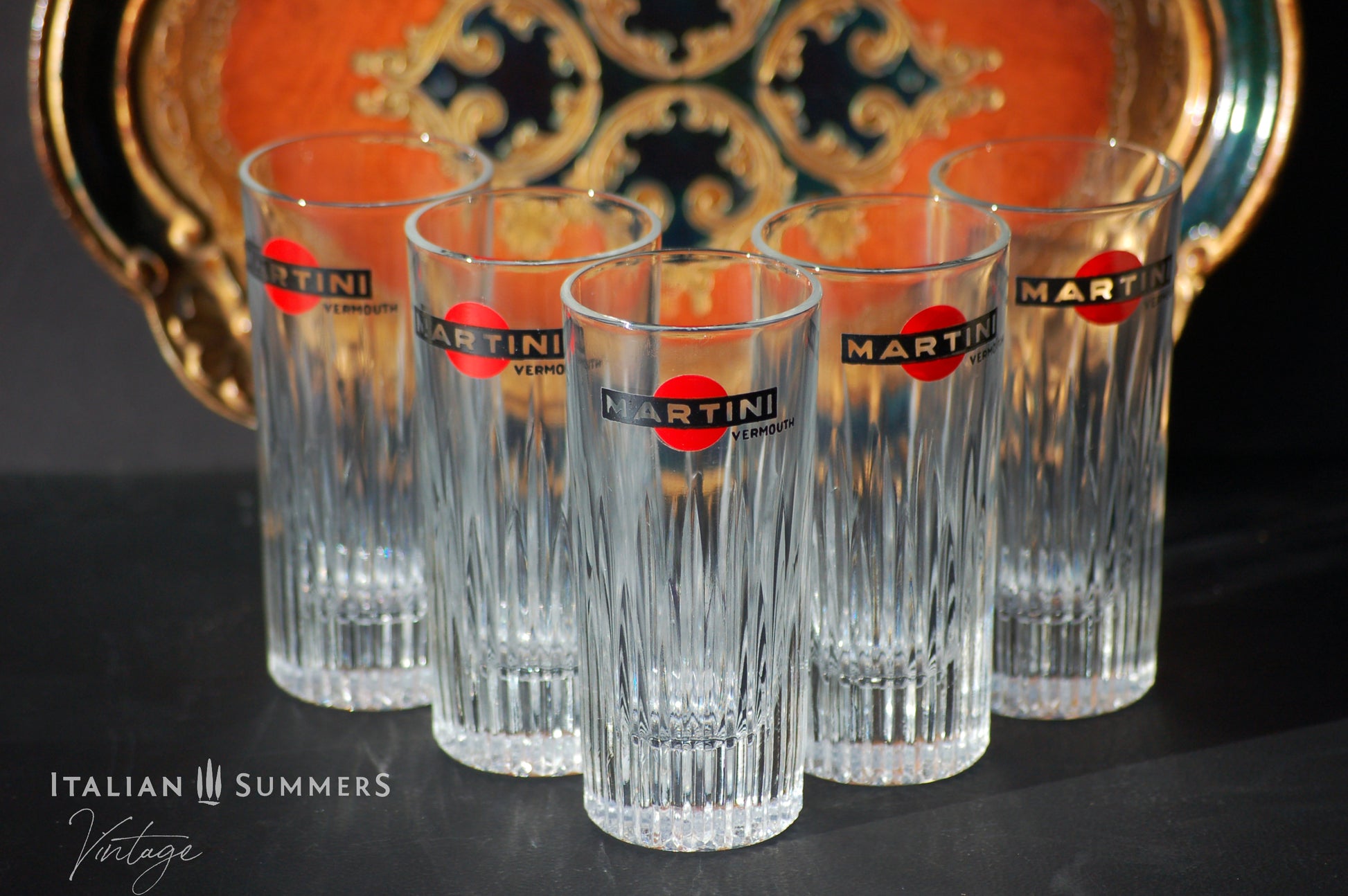 Vintage  1960s Martini glasses set of six, Italy barware, Italian glassware, Dolce Vita cocktail glasses with serving carafe