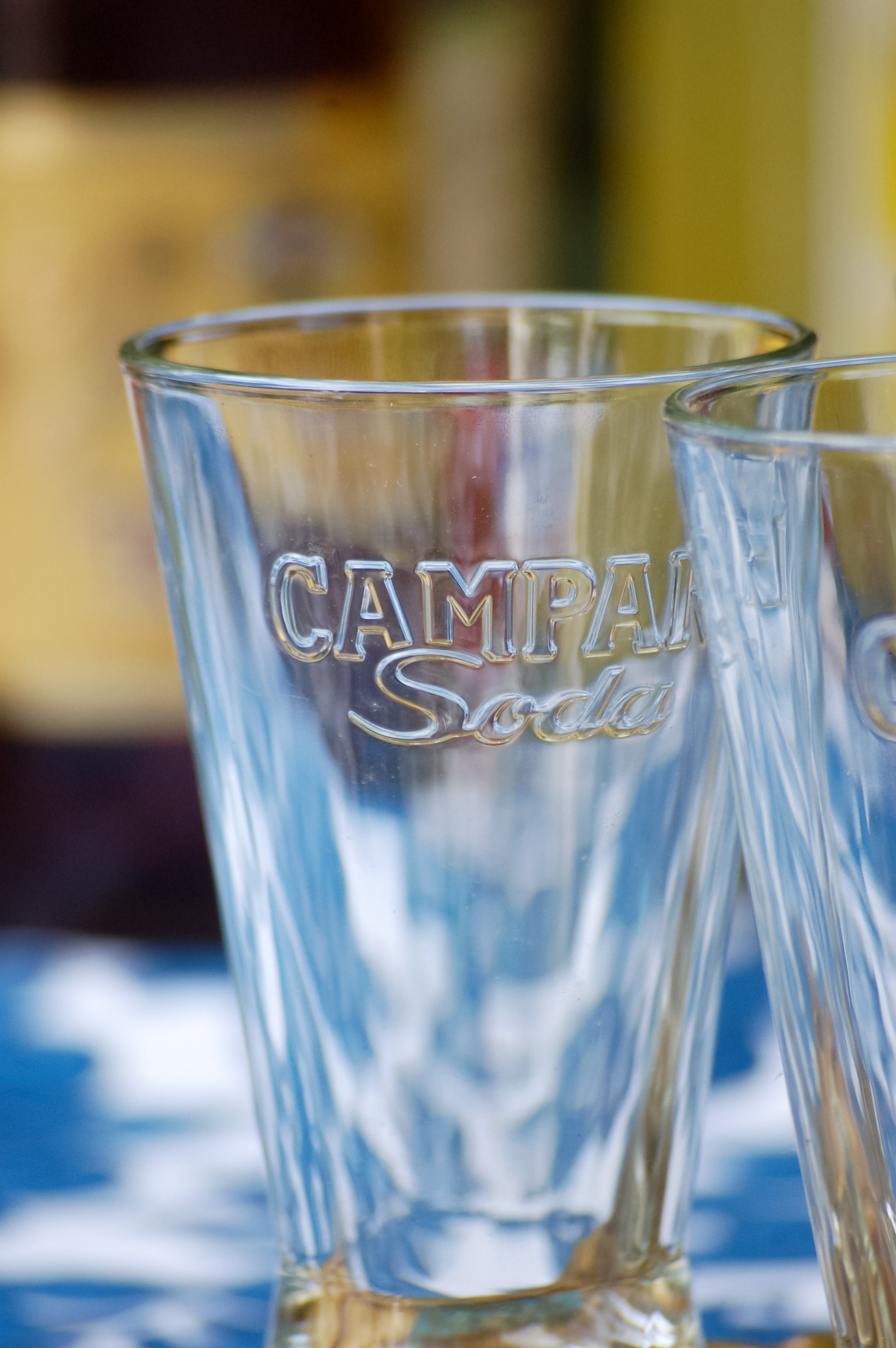 Vintage Campari Soda glasses in original box from the sixties for Italian Aperitivo