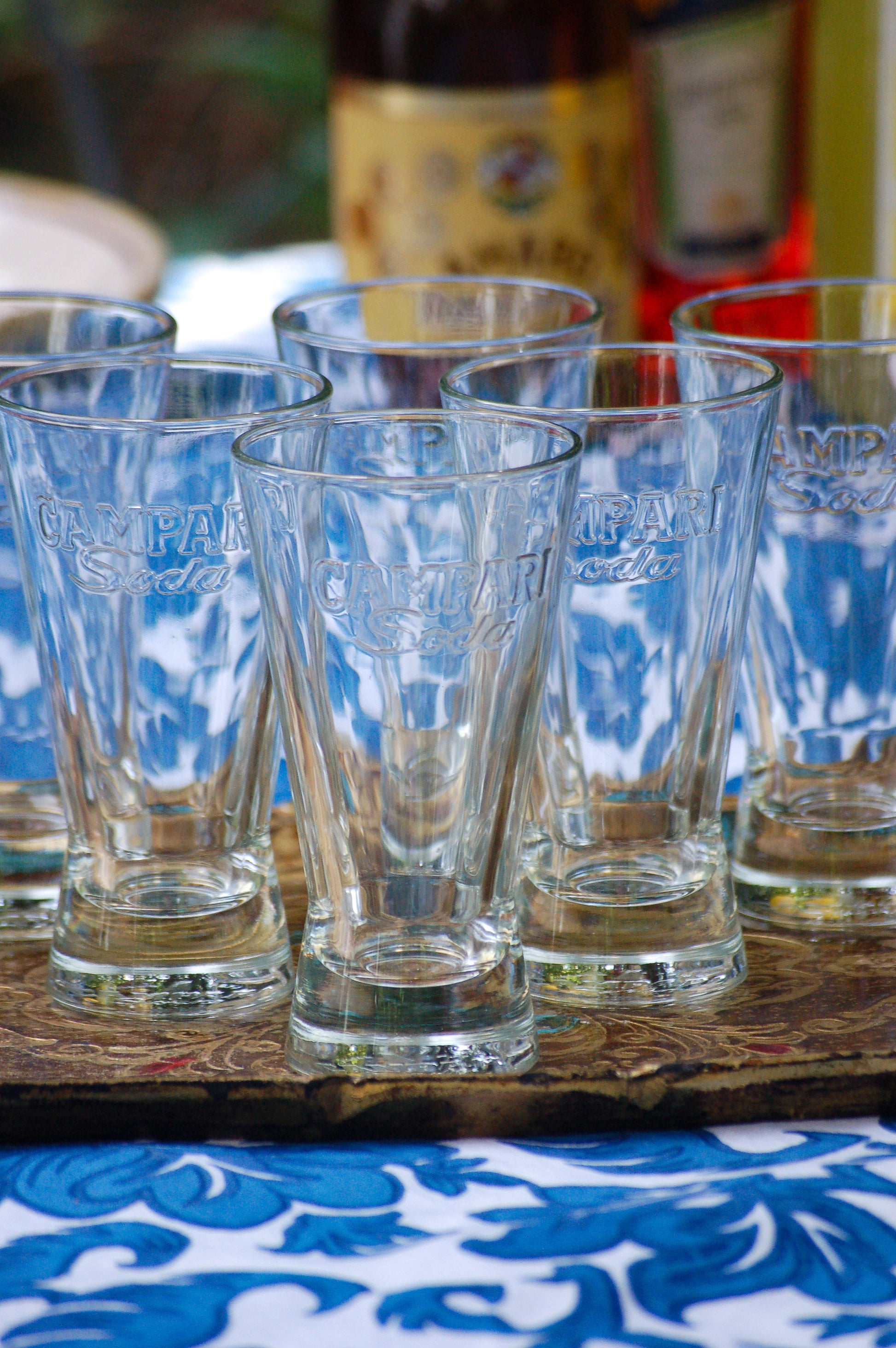 Vintage Campari Soda glasses in original box from the sixties Italian vintage glasses