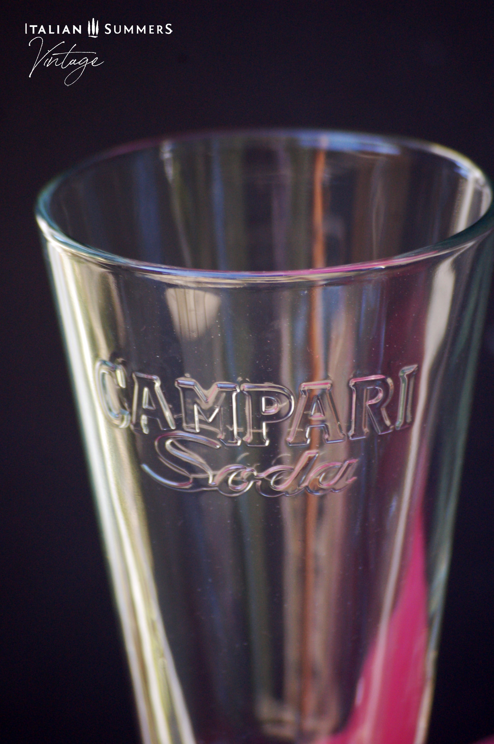Vintage Campari Soda glasses in original box from the sixties Italian barware