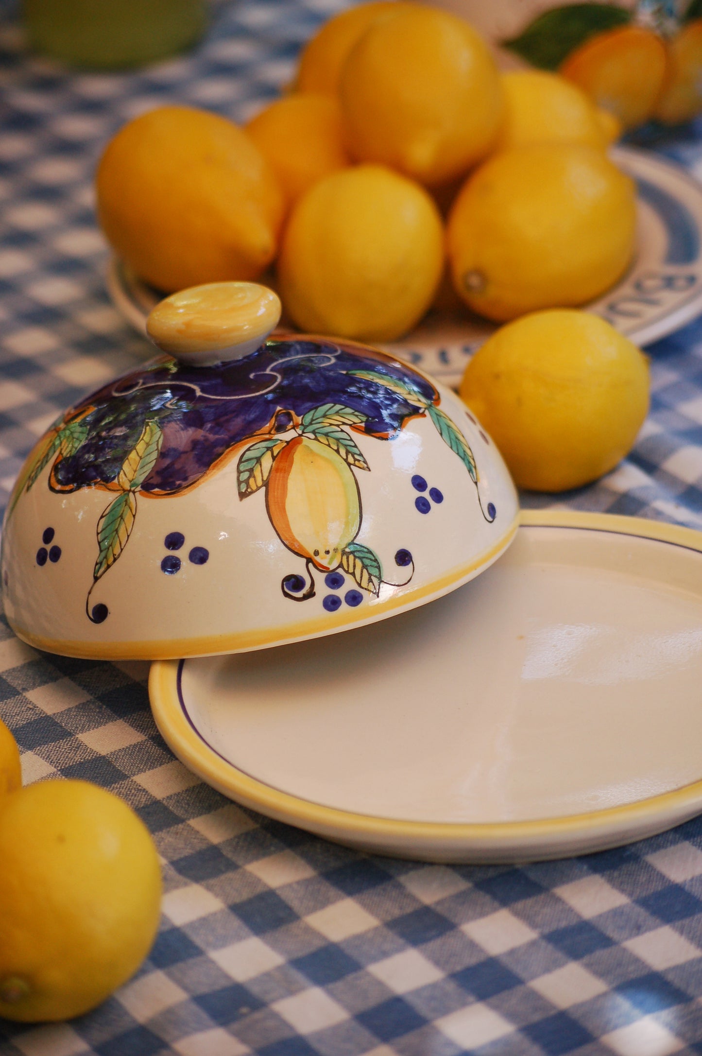Vintage ceramic butter dish - cheese dish from Vietri, Amalfi Coast Italian home decor