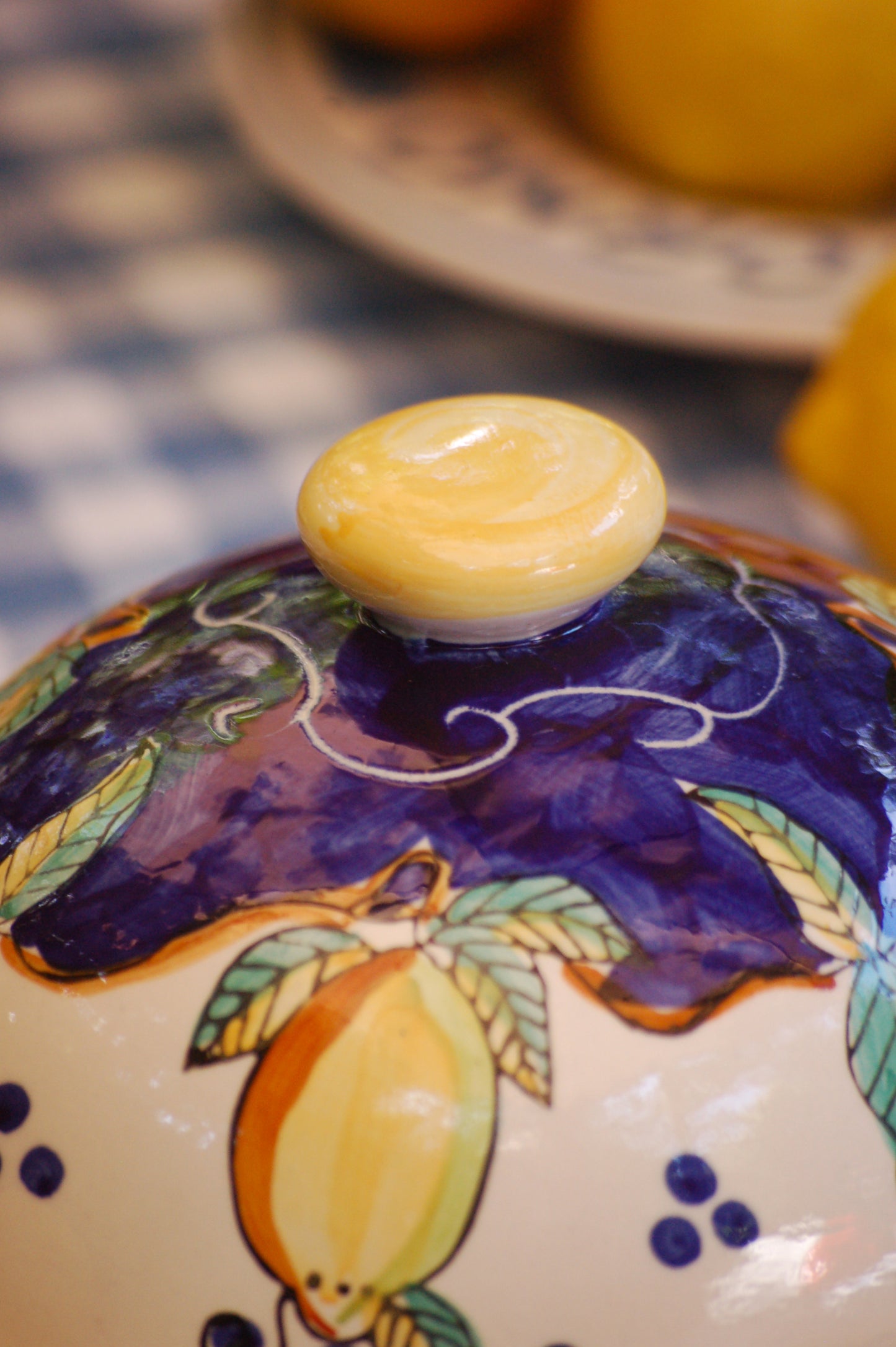 Vintage ceramic butter dish - cheese dish from Vietri, Amalfi Coast Italian table ware