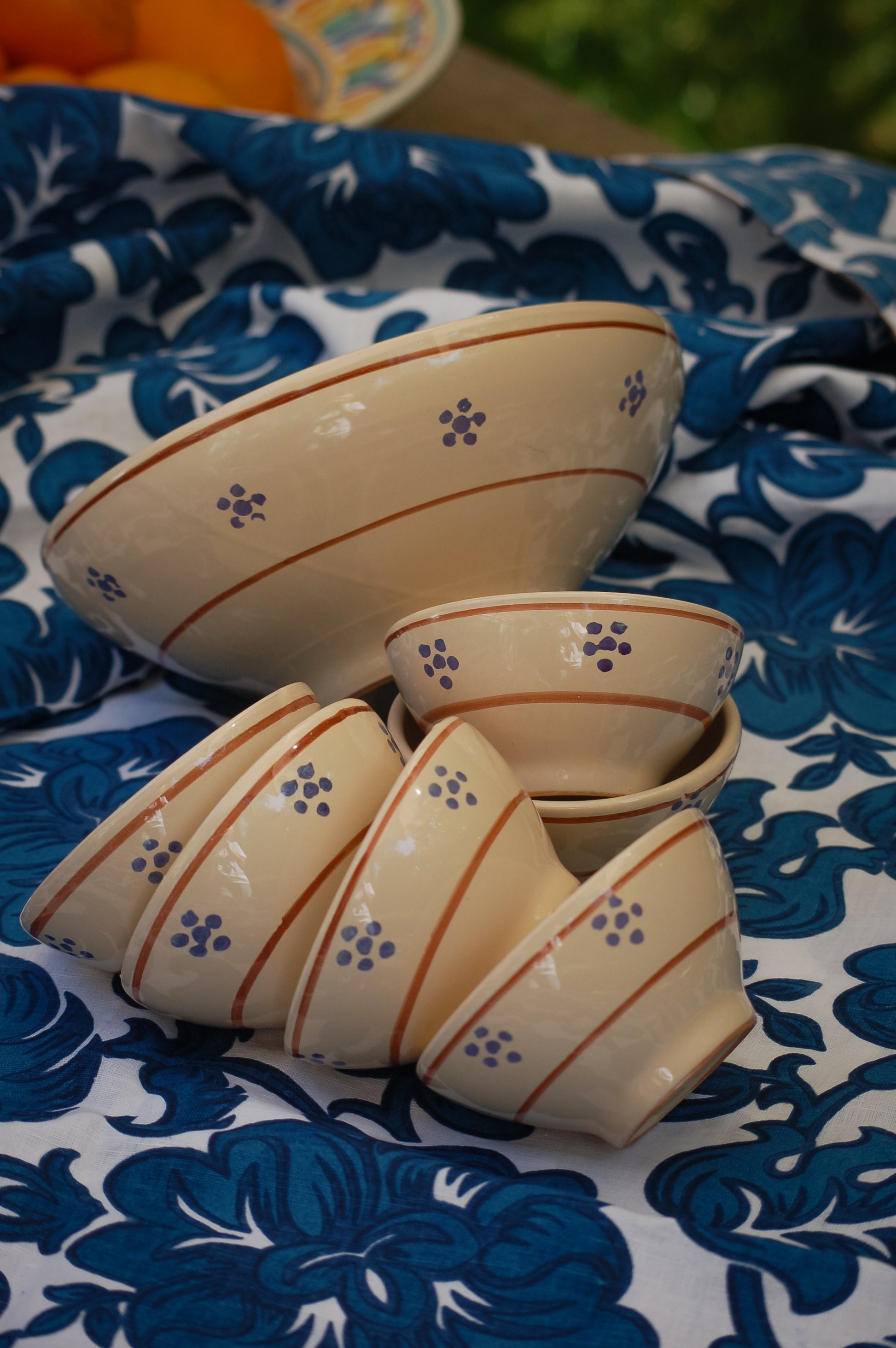 Vintage hand-painted ceramic serving set  for desserts and gelato from Puglia, Italy Italian decor gift